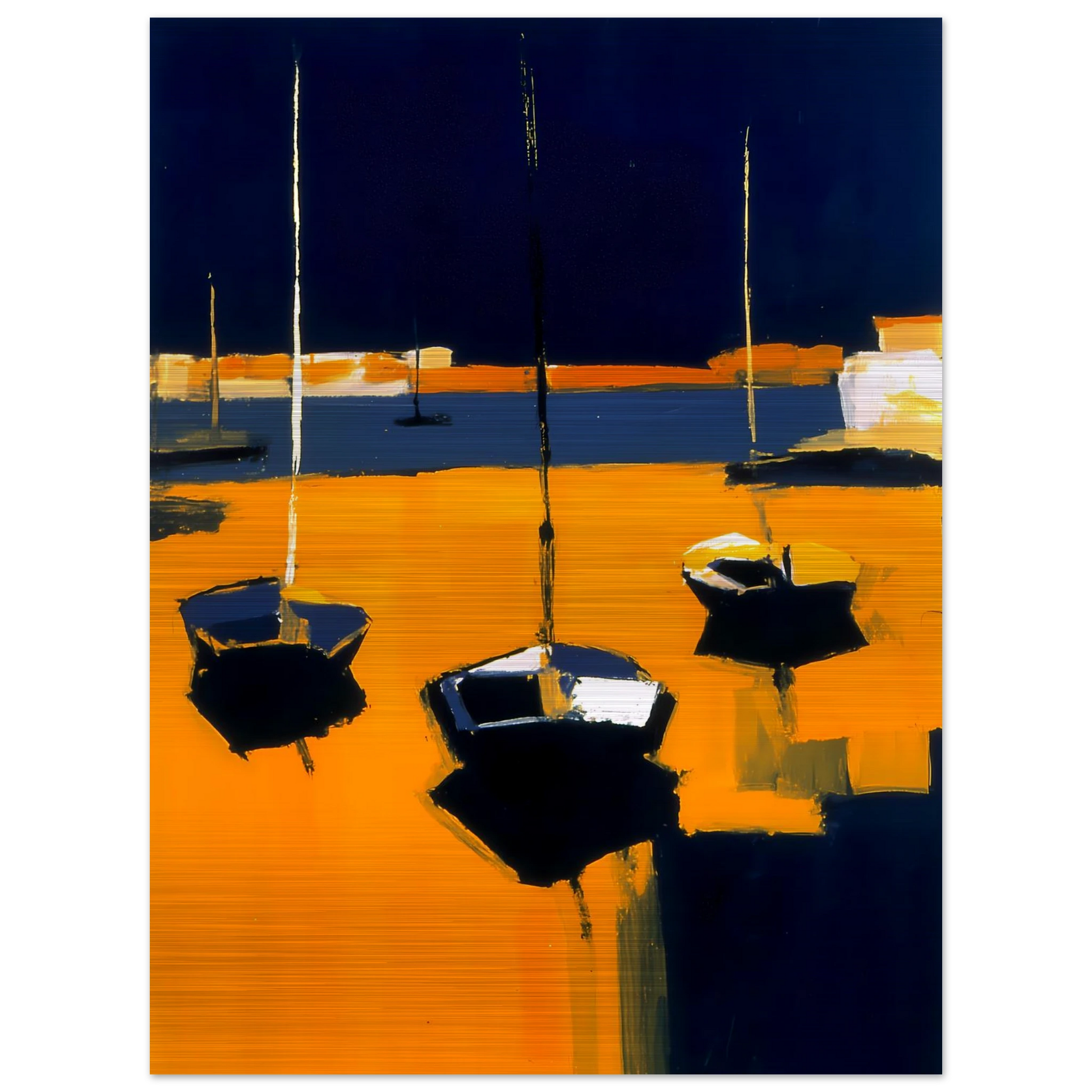 Barques au Soleil Couchant — tableau aluminium — vue 5 — art mural STNCL