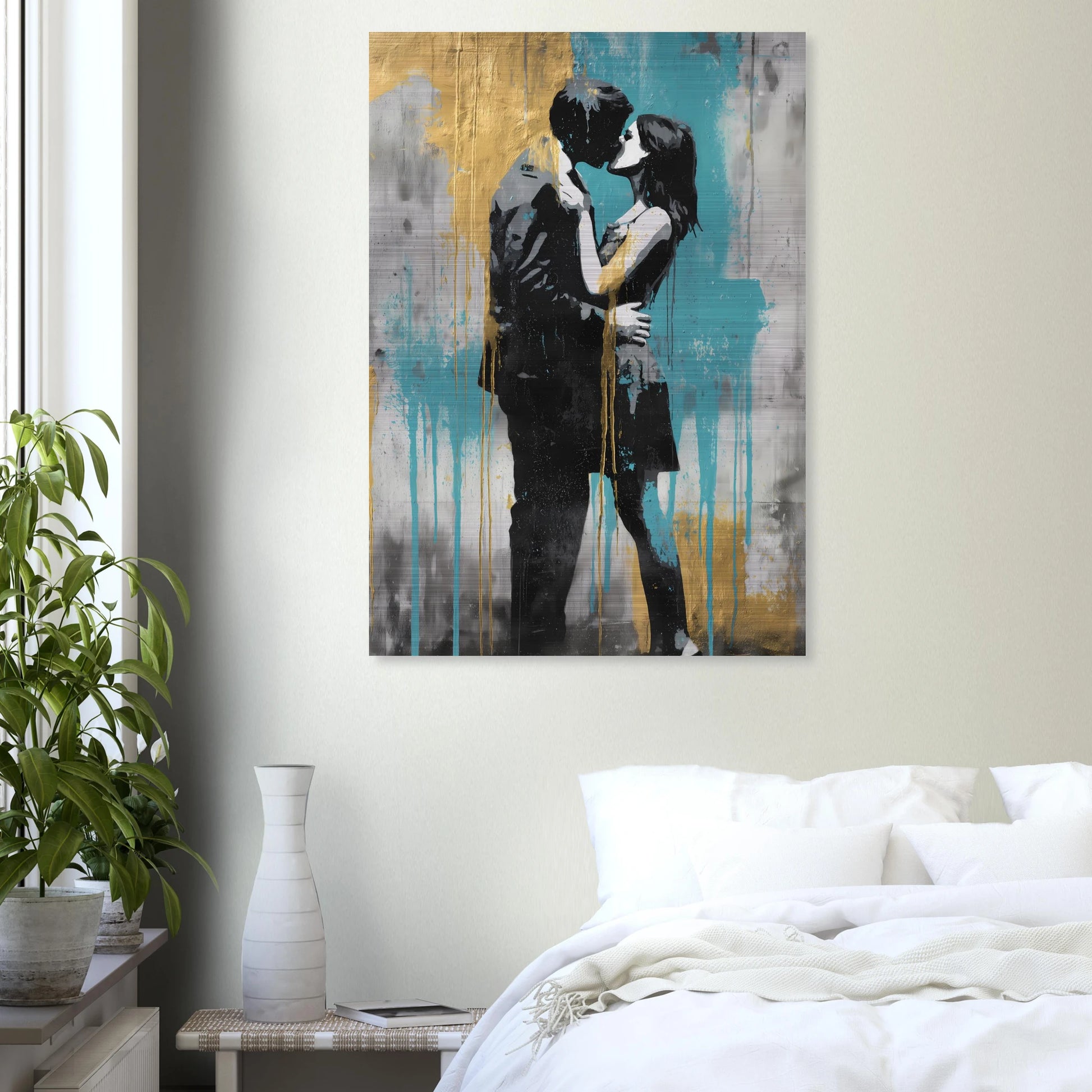 Baiser au Pochoir — tableau aluminium — vue 7 — art mural STNCL