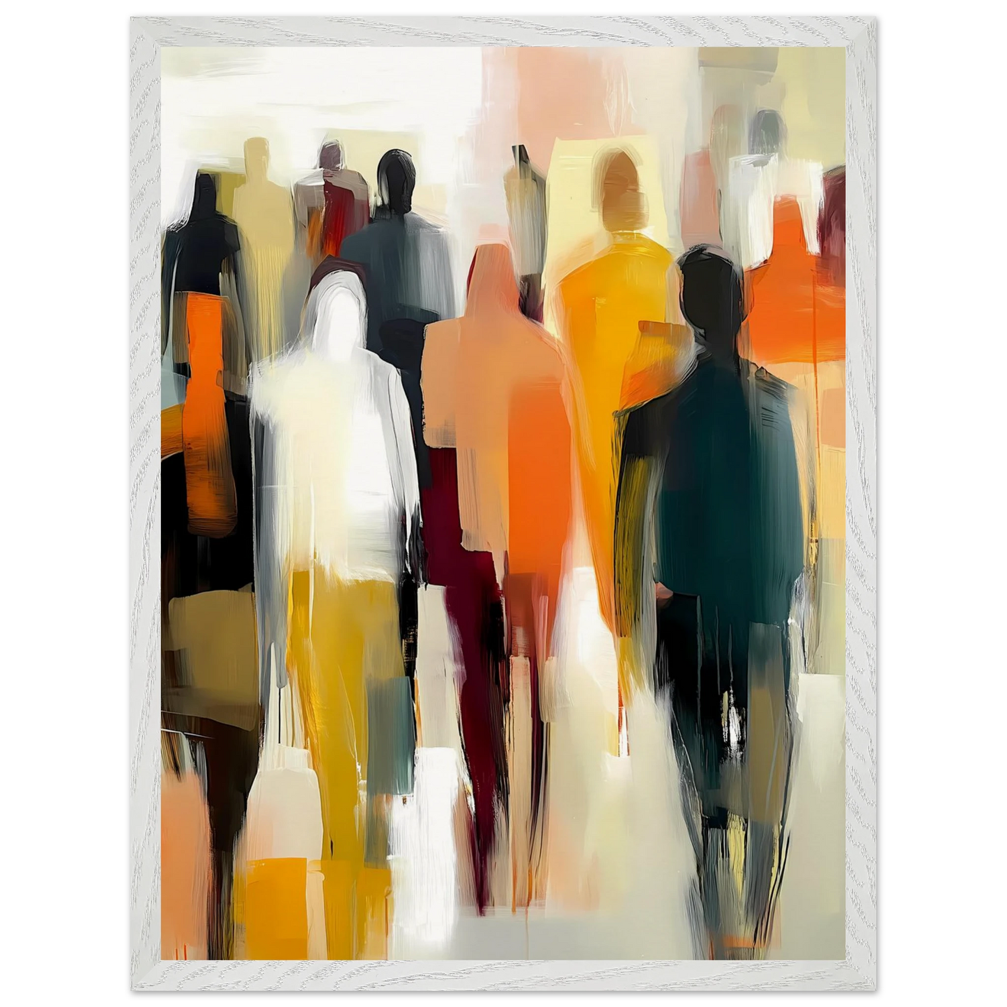 Foule Silencieuse — tableau encadré bois — vue 8 — art mural STNCL