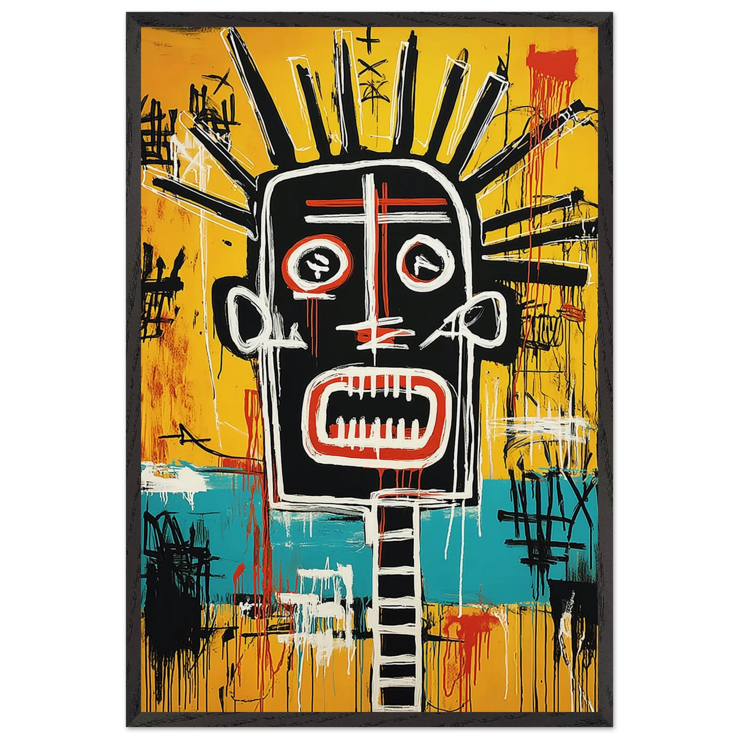 Tête Solaire — tableau encadré bois — vue 2 — art mural STNCL
