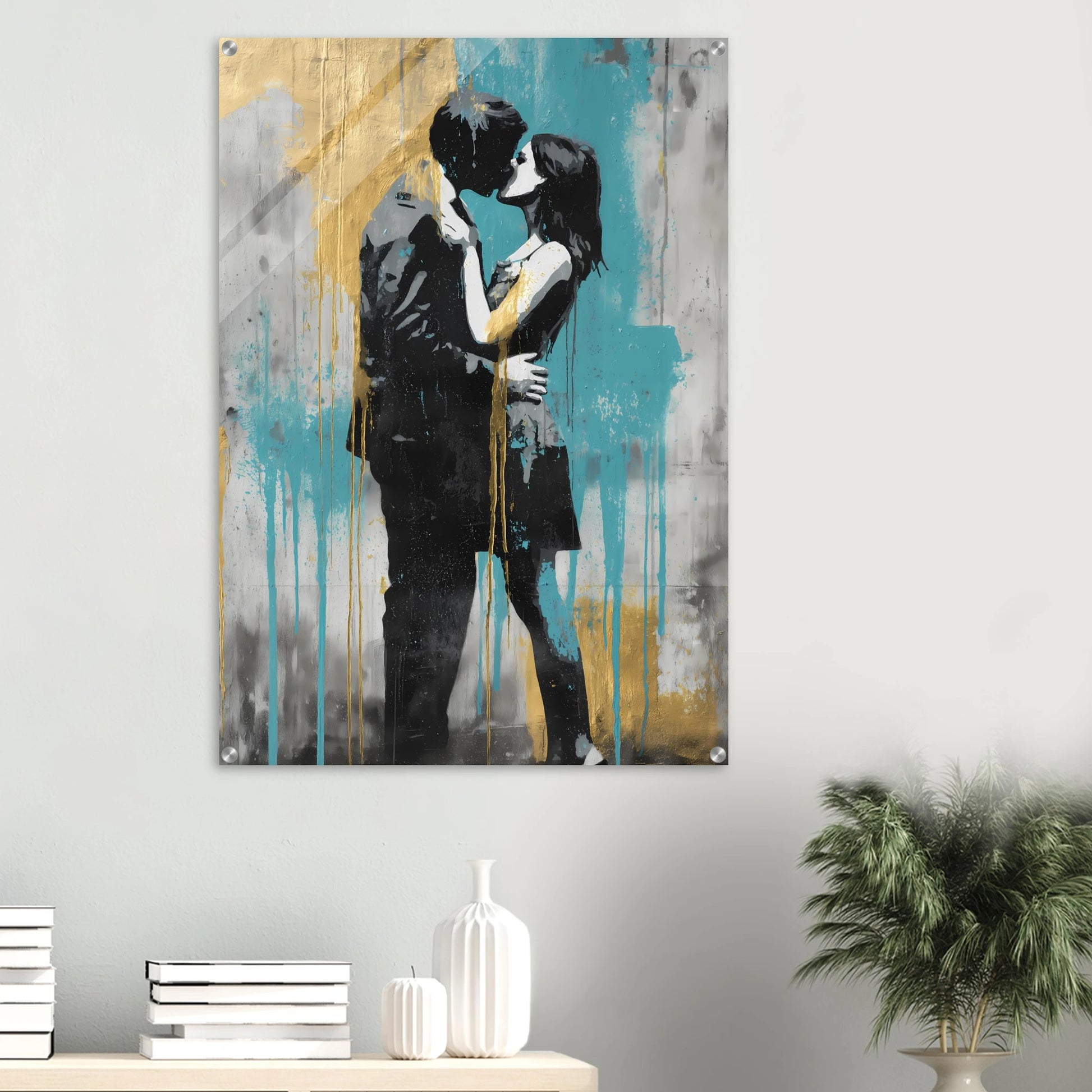Baiser au Pochoir — tableau plexiglas — vue 6 — art mural STNCL
