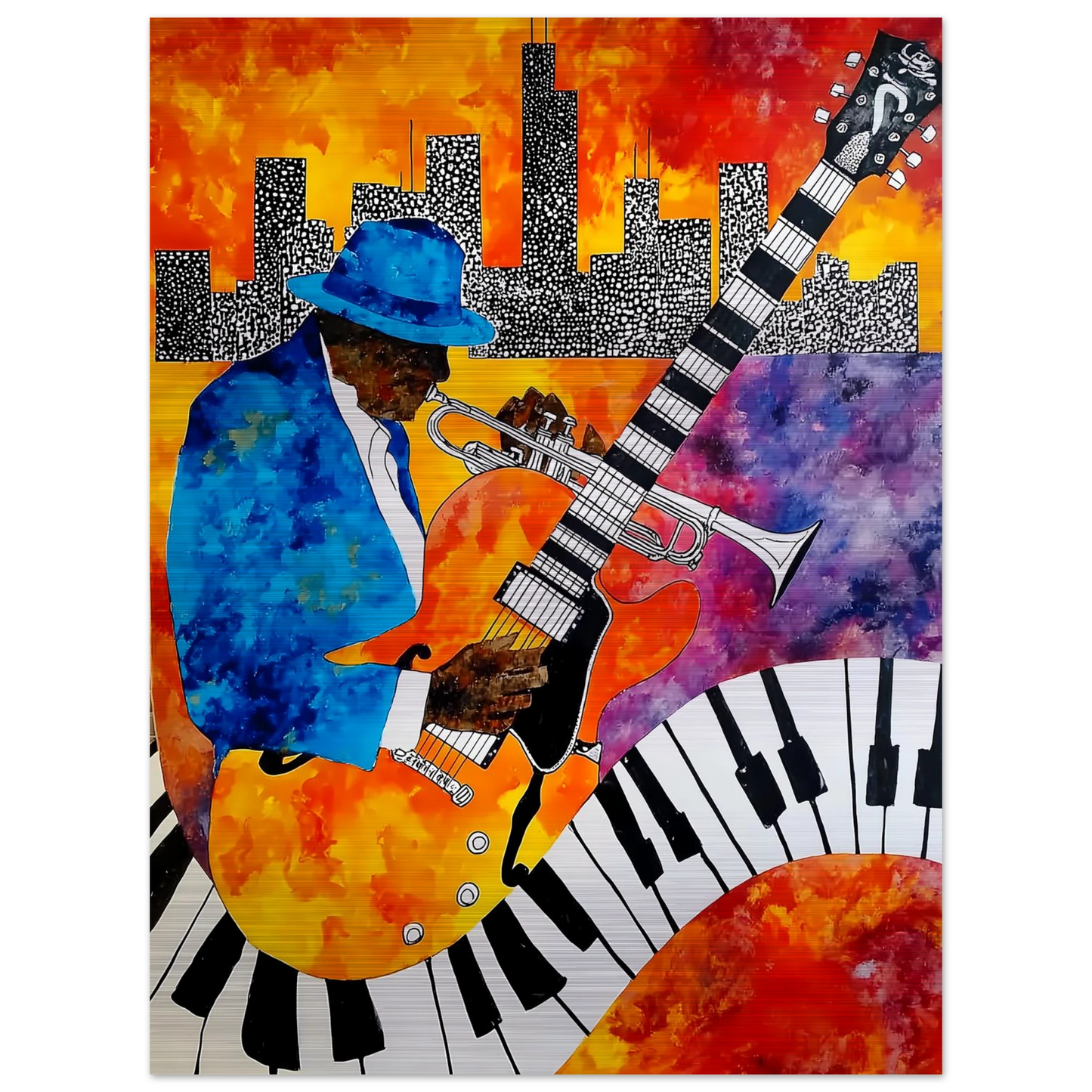 Blues en Ville — tableau aluminium — vue 5 — art mural STNCL