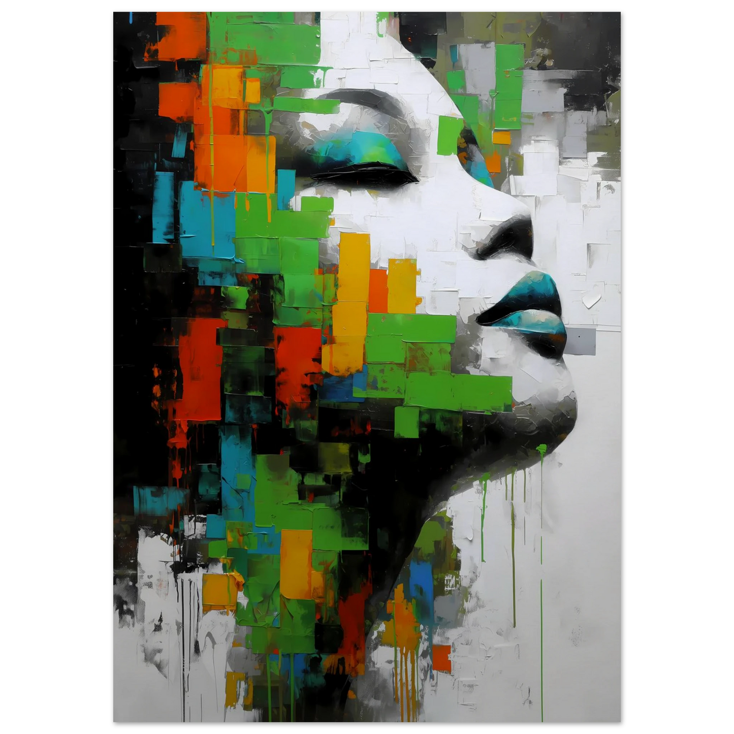 Visage en Éclats Verts — affiche d'art — vue 5 — art mural STNCL