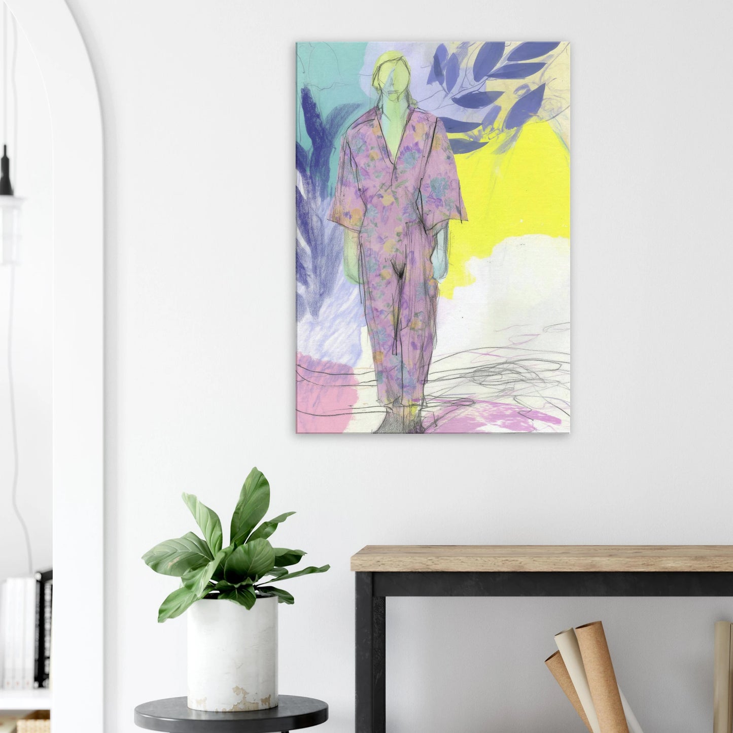 Kimono Fleuri sous les Feuilles — tableau sur toile — vue 8 — art mural STNCL
