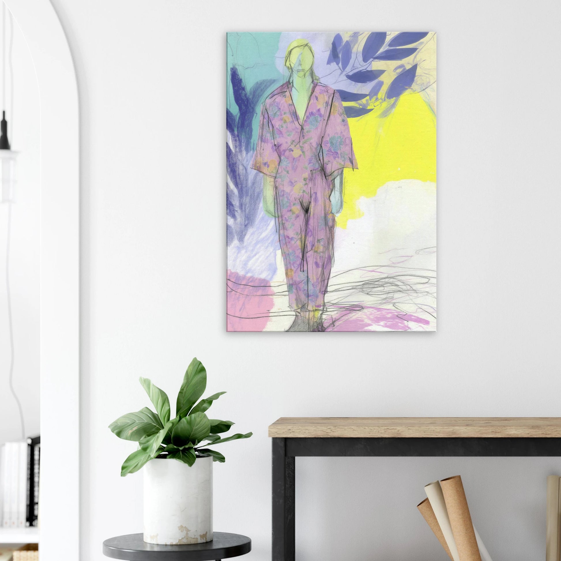 Kimono Fleuri sous les Feuilles — tableau sur toile — vue 8 — art mural STNCL