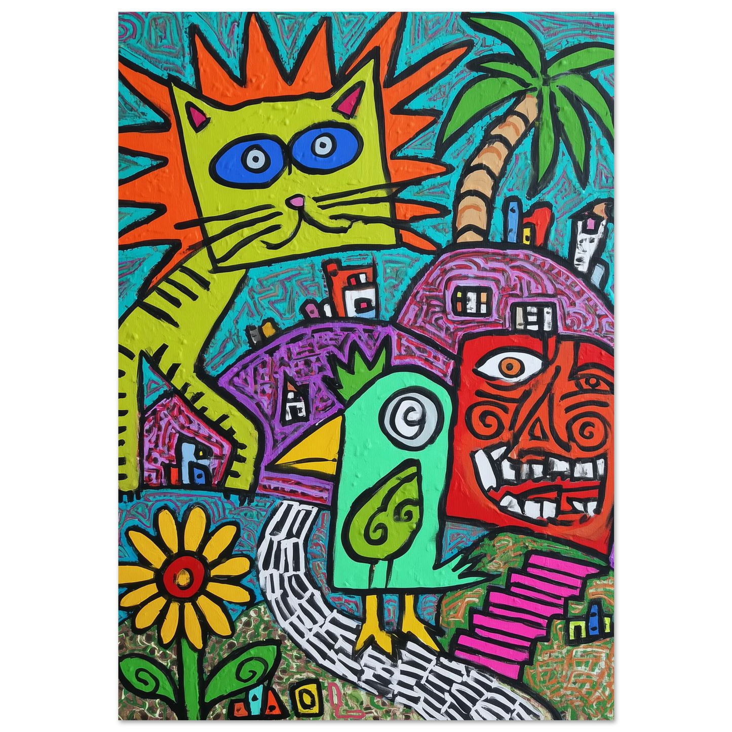 La Fête du Chat Solaire — tableau aluminium — art mural STNCL