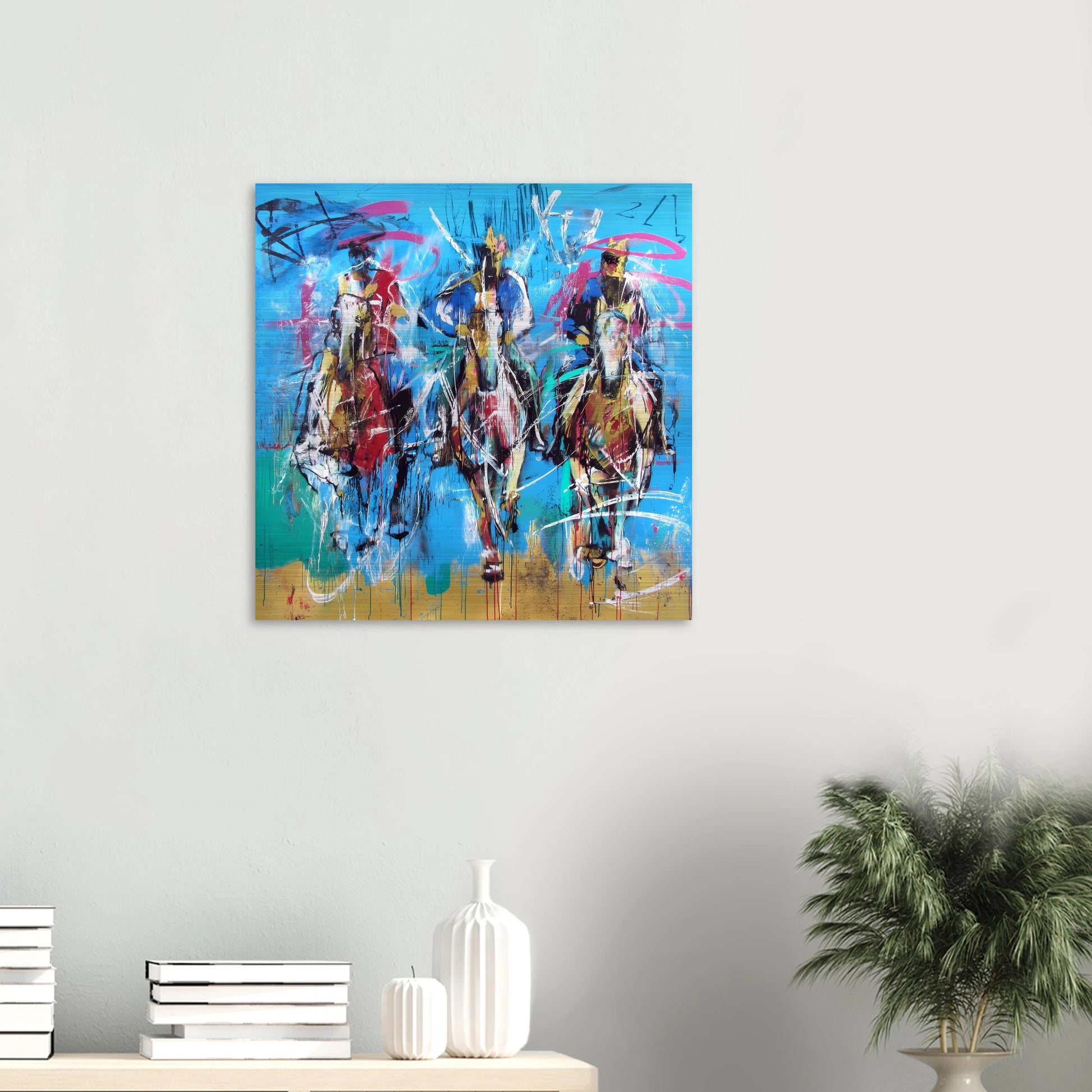 Trois Cavaliers — tableau aluminium — vue 5 — art mural STNCL