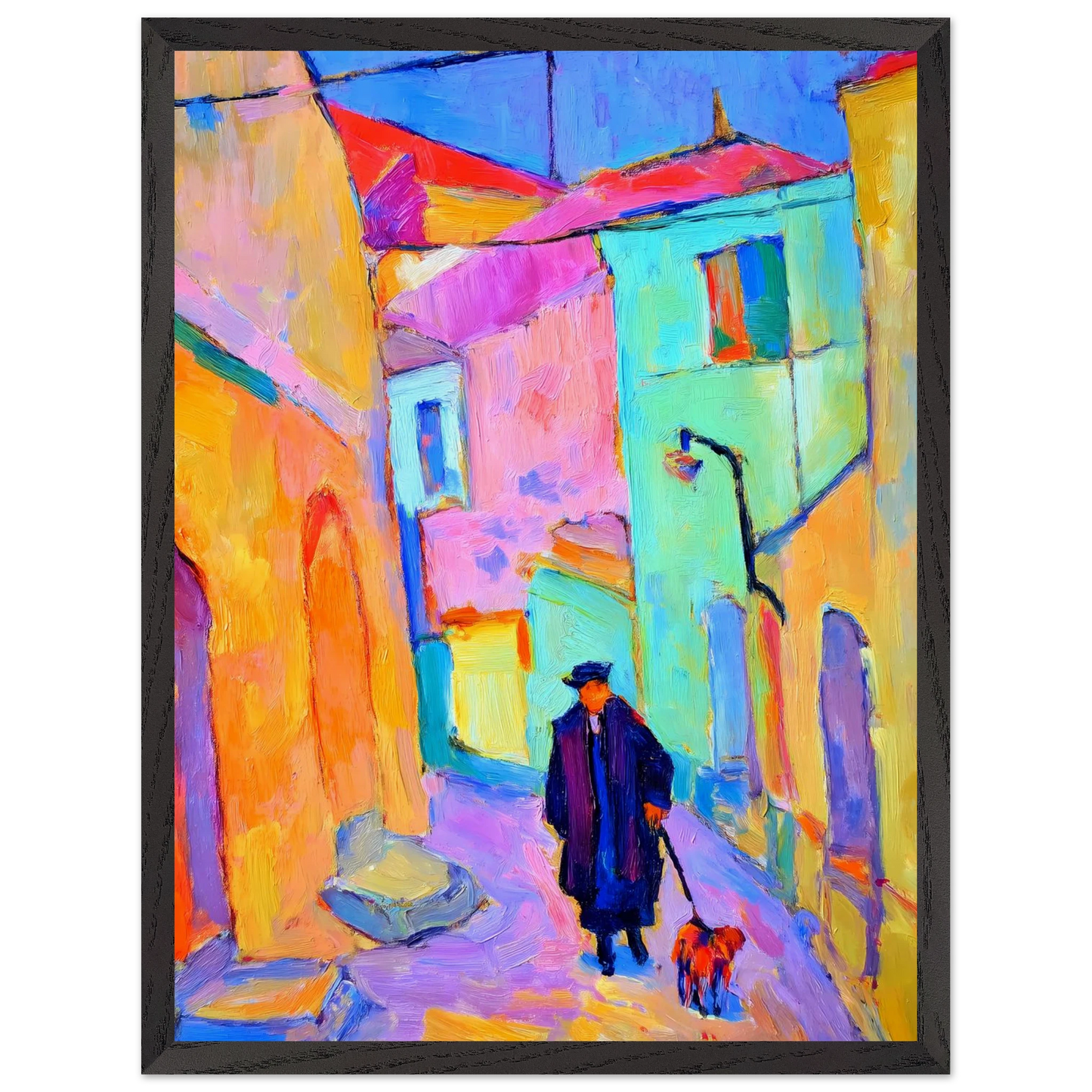 Le Promeneur en Bleu — tableau encadré bois — vue 15 — art mural STNCL