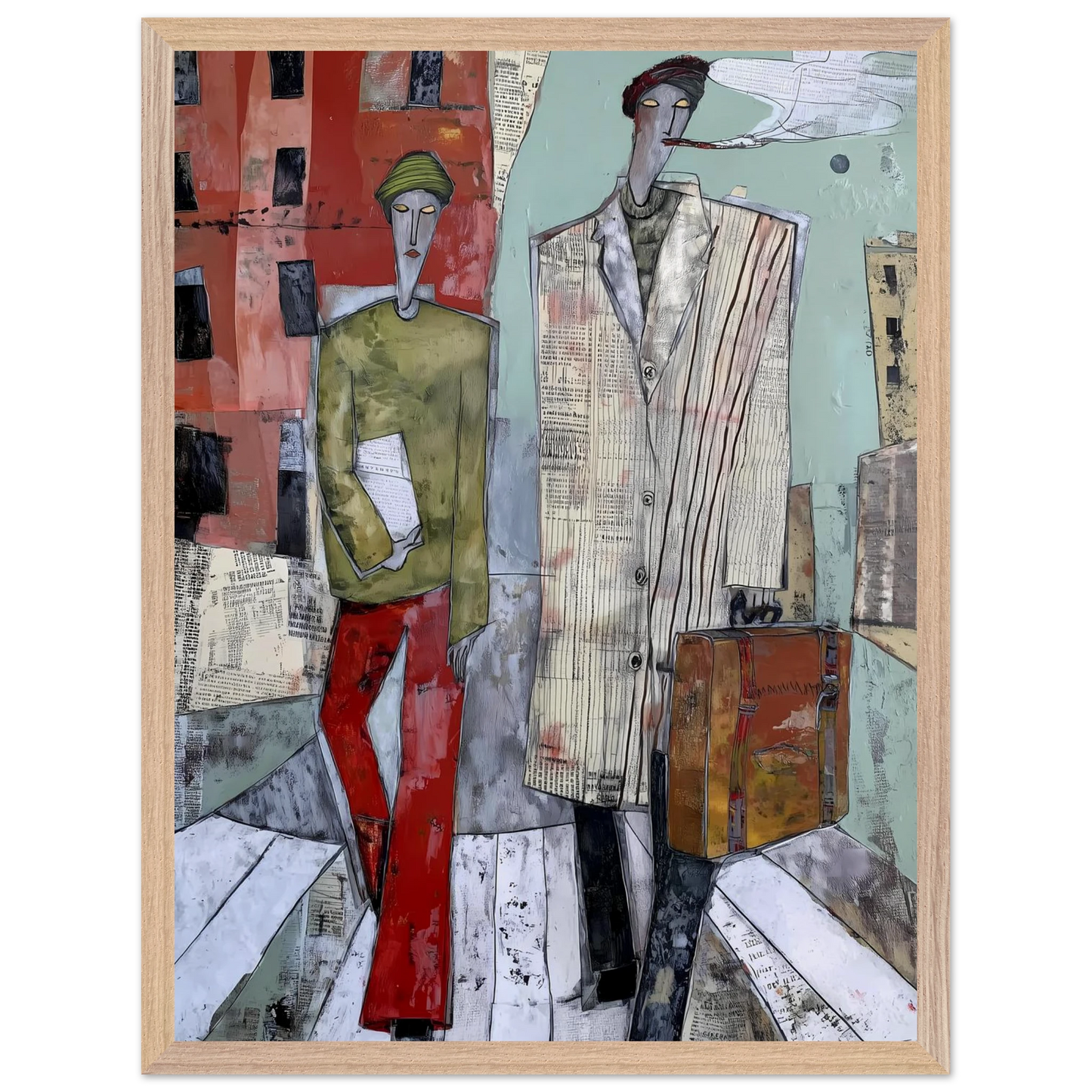 Les Voyageurs — tableau encadré bois — vue 3 — art mural STNCL