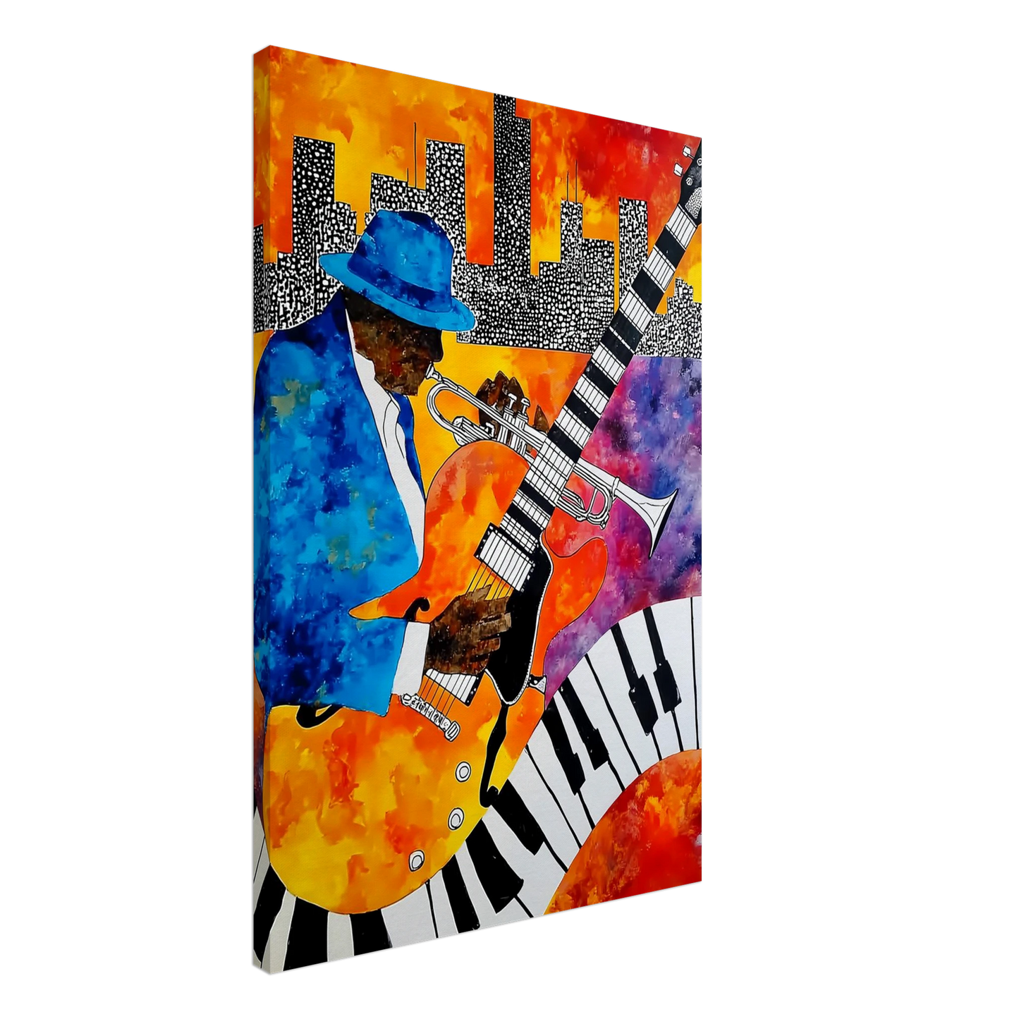 Blues en Ville — tableau sur toile — vue 2 — art mural STNCL