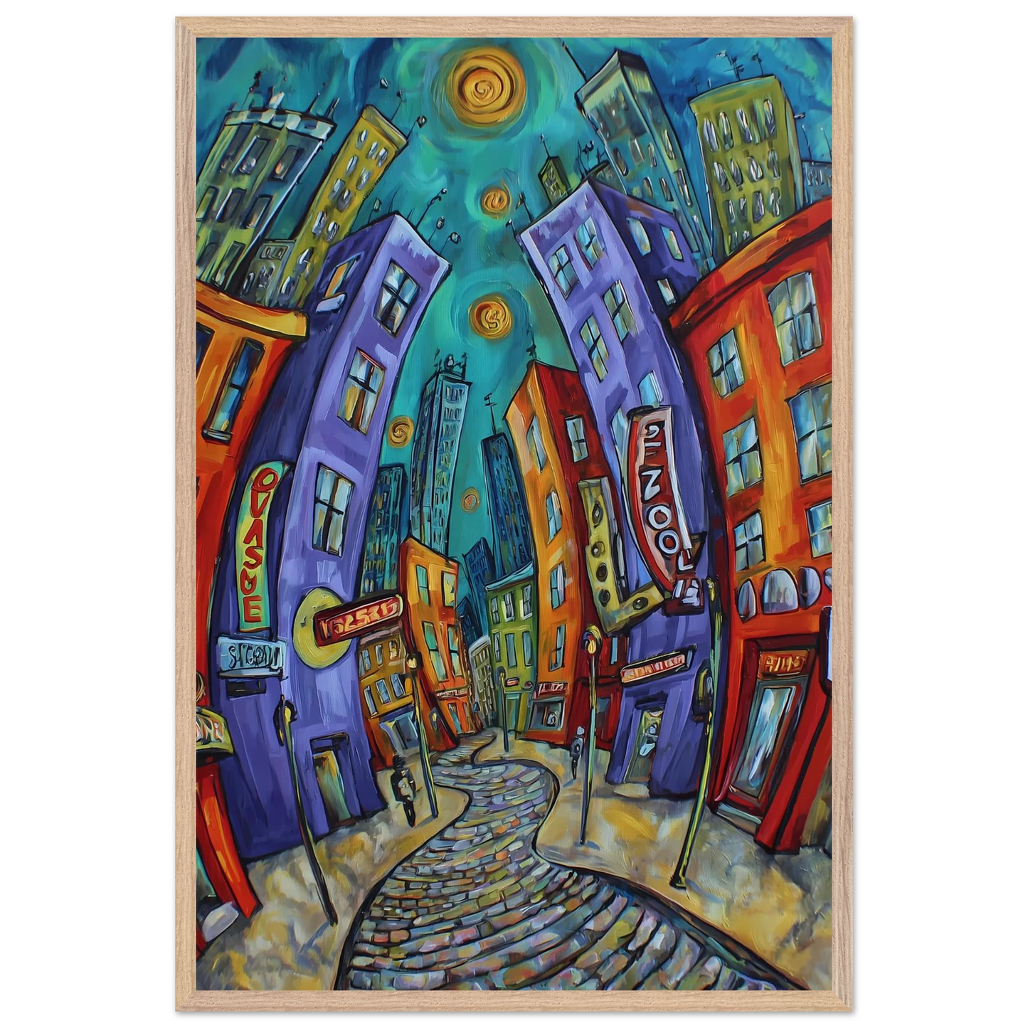 Ville Tourbillon — tableau encadre bois — vue 14 — art mural STNCL