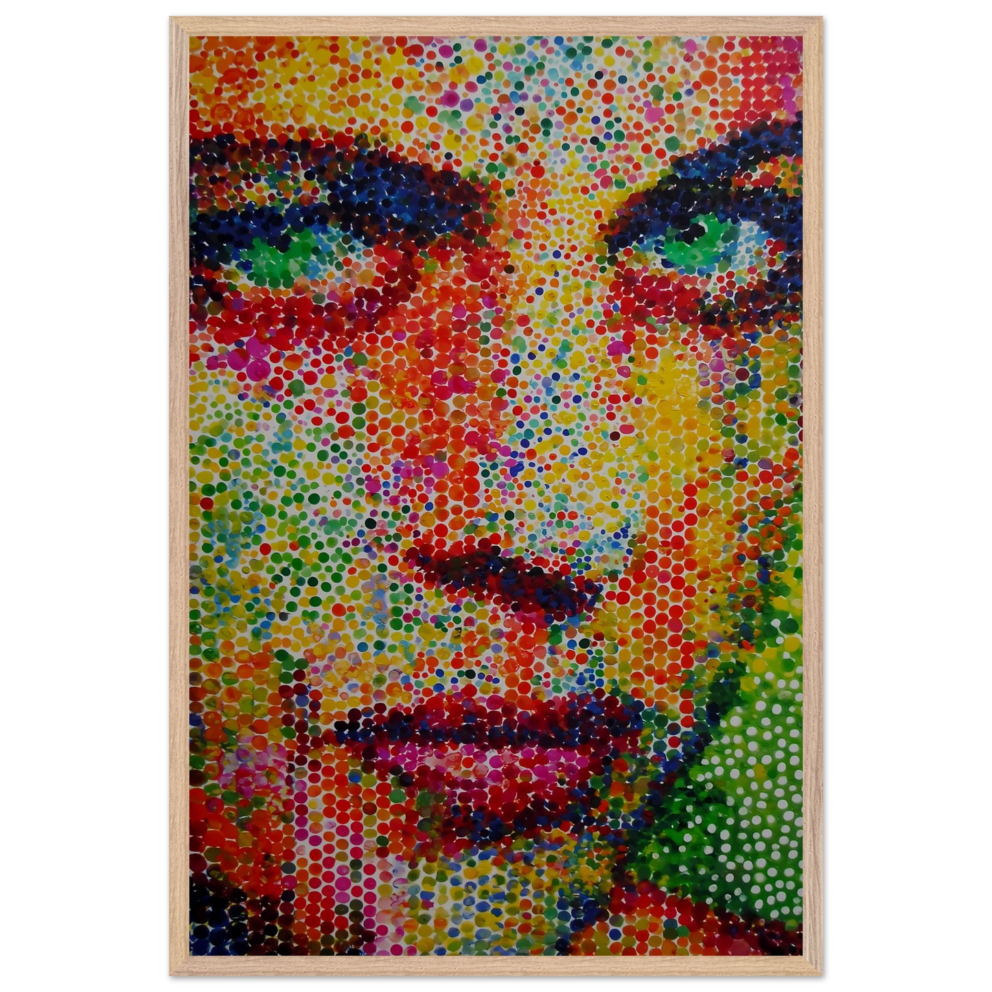 Le Visage en Points — tableau encadré bois — vue 14 — art mural STNCL