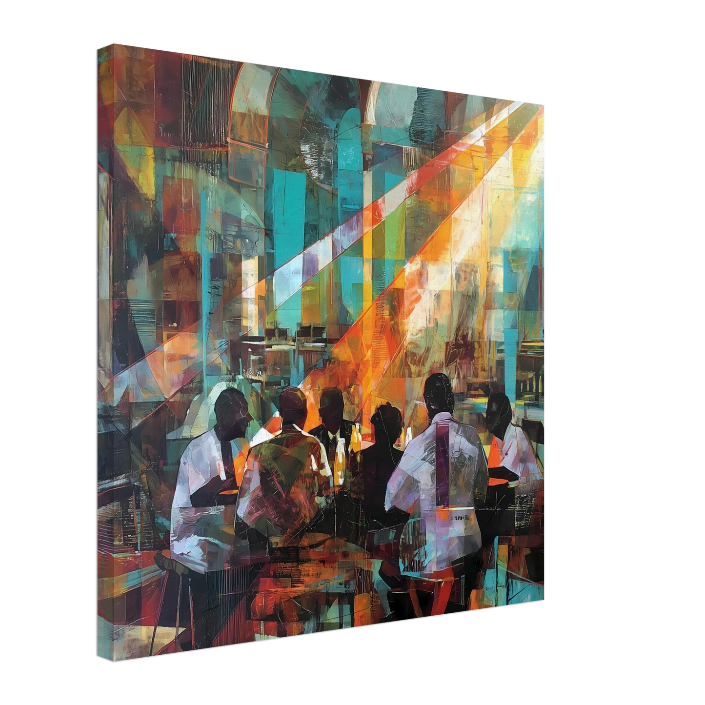Rencontre au Café — tableau sur toile — art mural STNCL