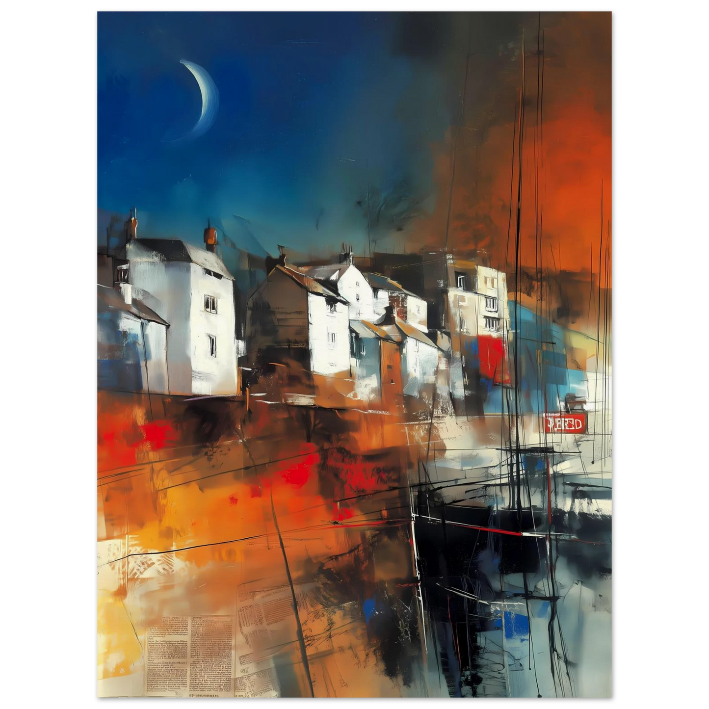 Port sous le Croissant de Lune — affiche d'art — vue 2 — art mural STNCL