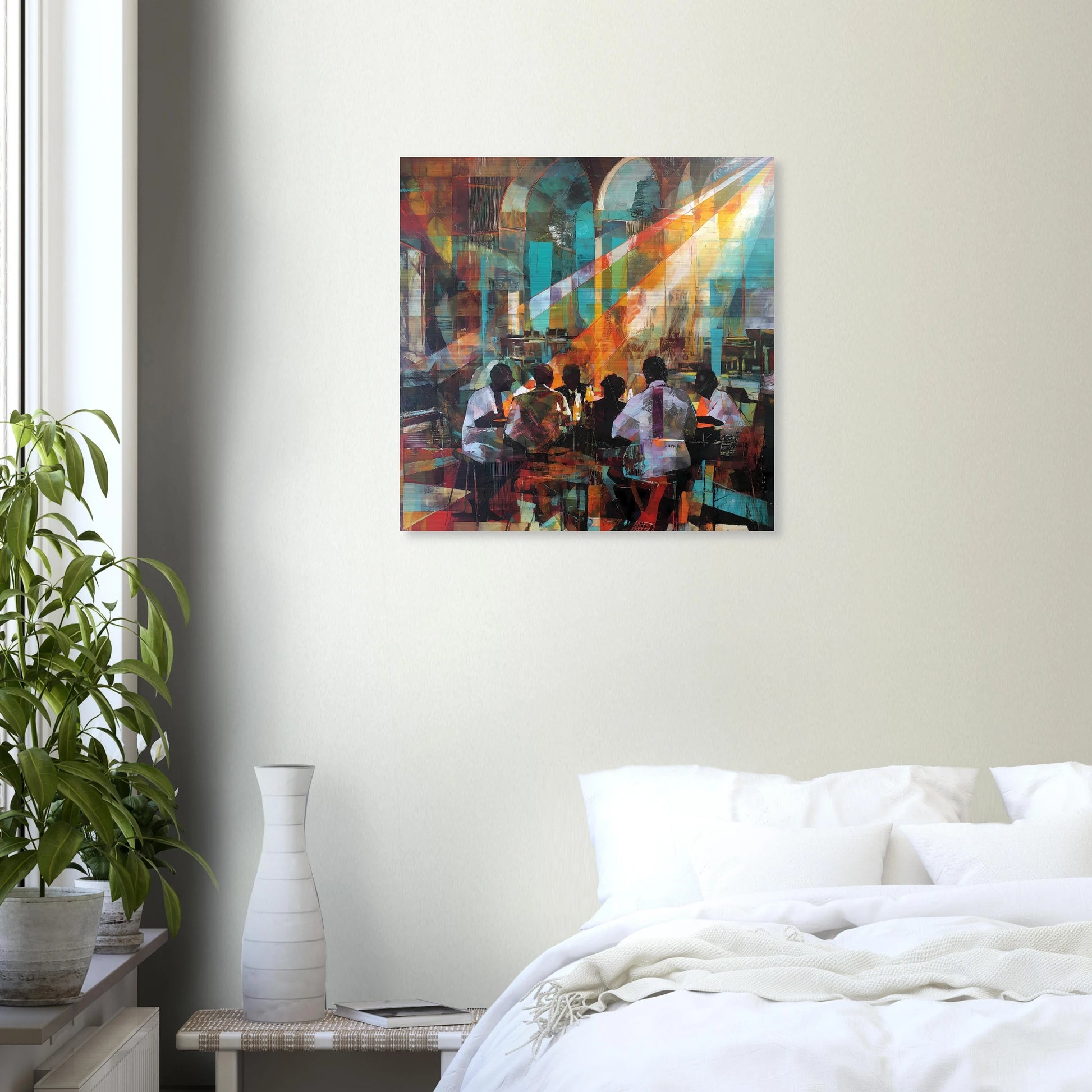 Rencontre au Café — tableau aluminium — vue 6 — art mural STNCL