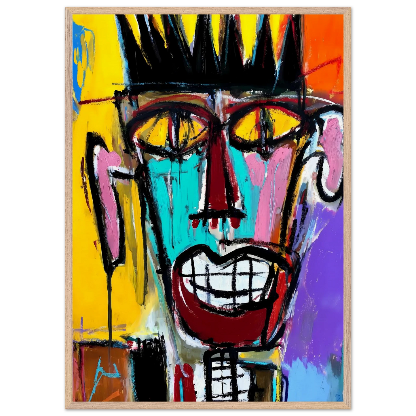 Sourire Carnassier — tableau encadré bois — vue 6 — art mural STNCL