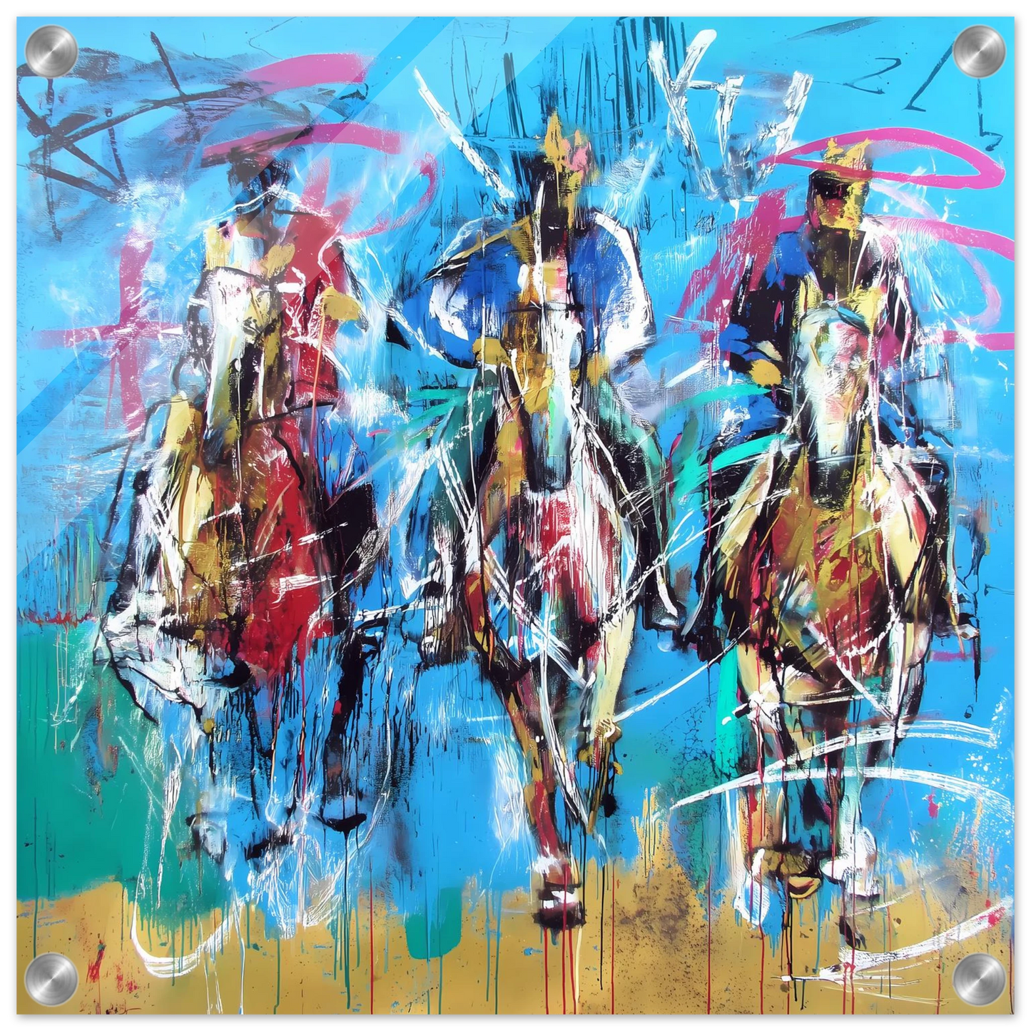 Trois Cavaliers — tableau plexiglas — vue 4 — art mural STNCL