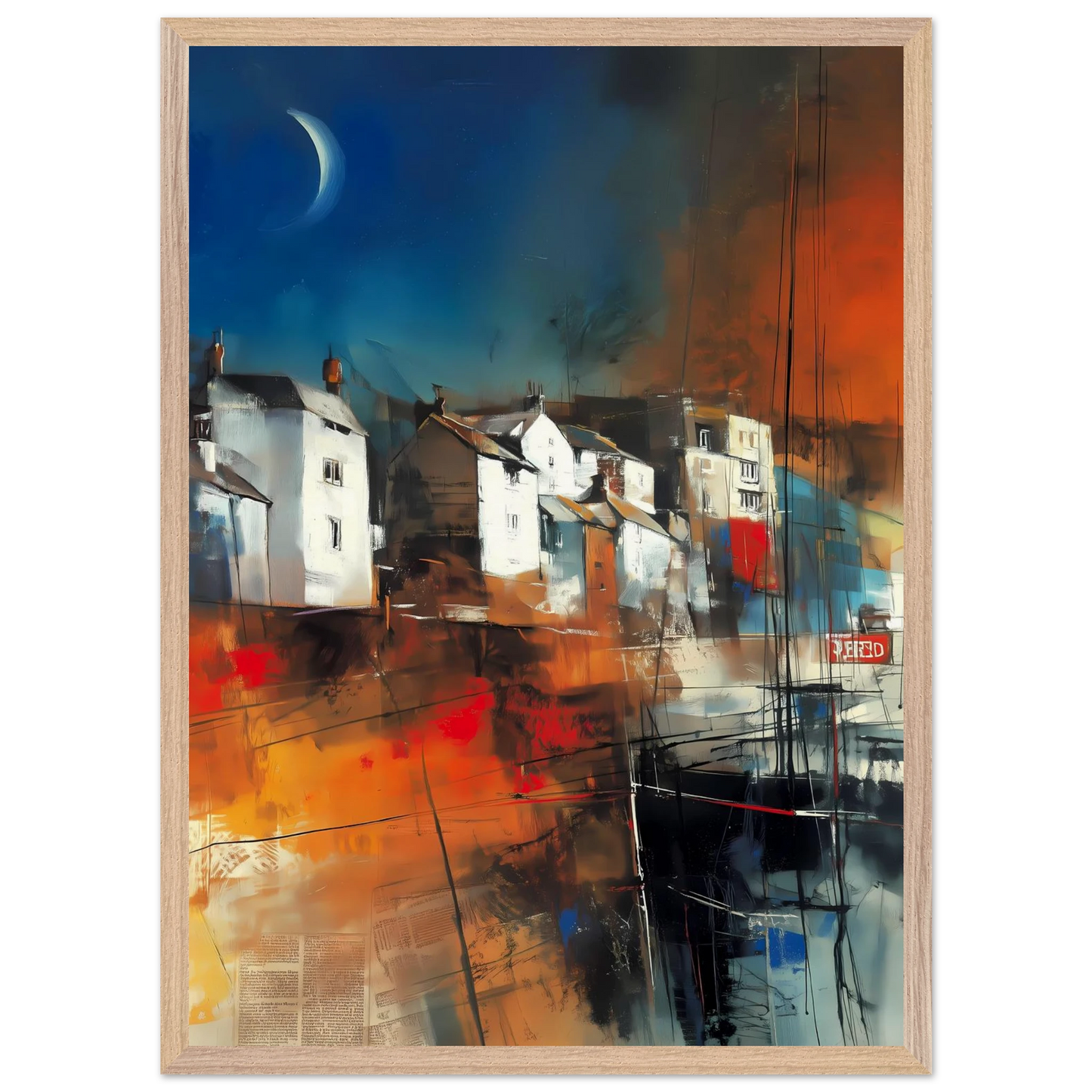 Port sous le Croissant de Lune — tableau encadré bois — vue 13 — art mural STNCL