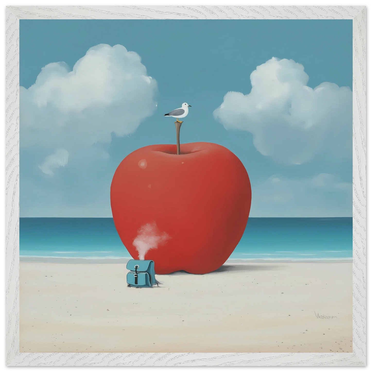 Pomme sur la Plage — tableau encadre bois — vue 12 — art mural STNCL