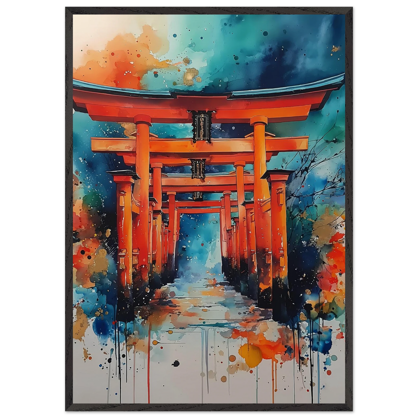 Le Sentier des Mille Portes — tableau encadré bois — art mural STNCL