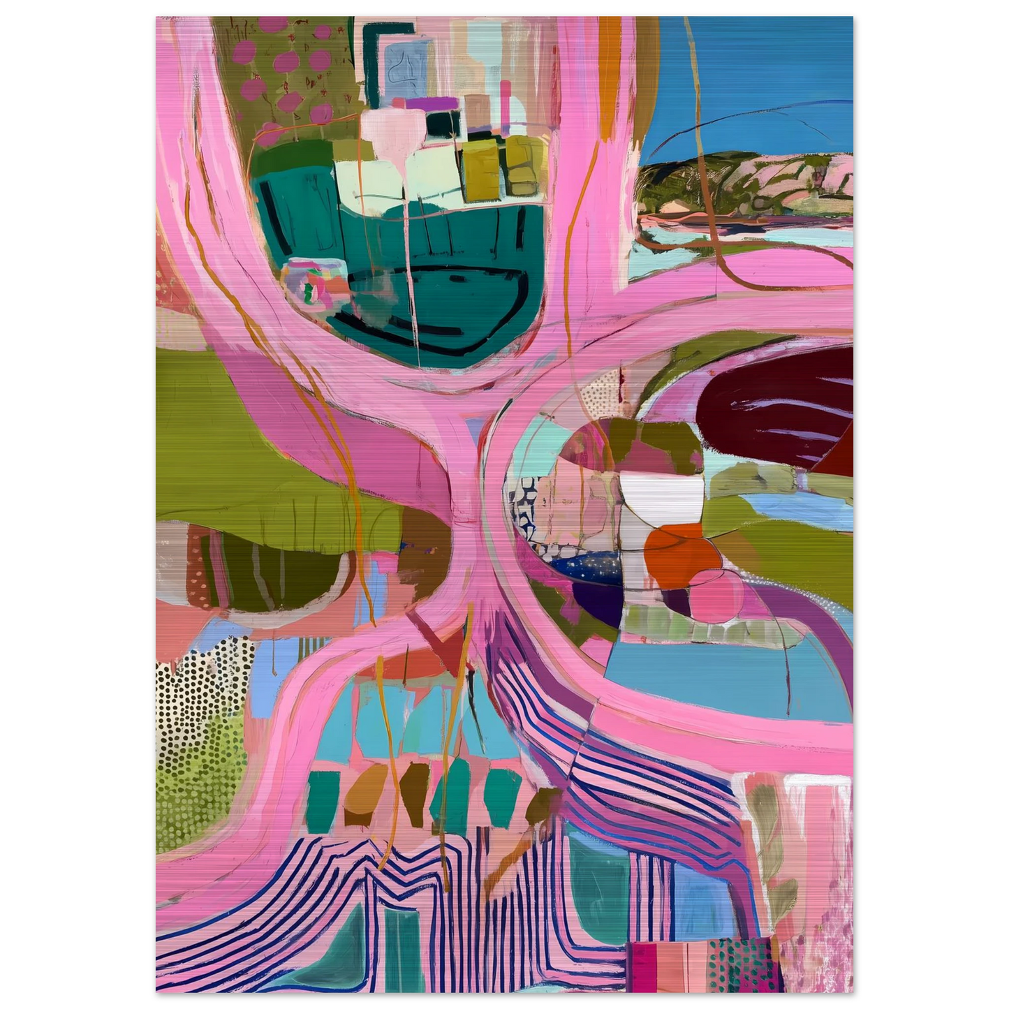 Méandres Roses — tableau aluminium — vue 4 — art mural STNCL