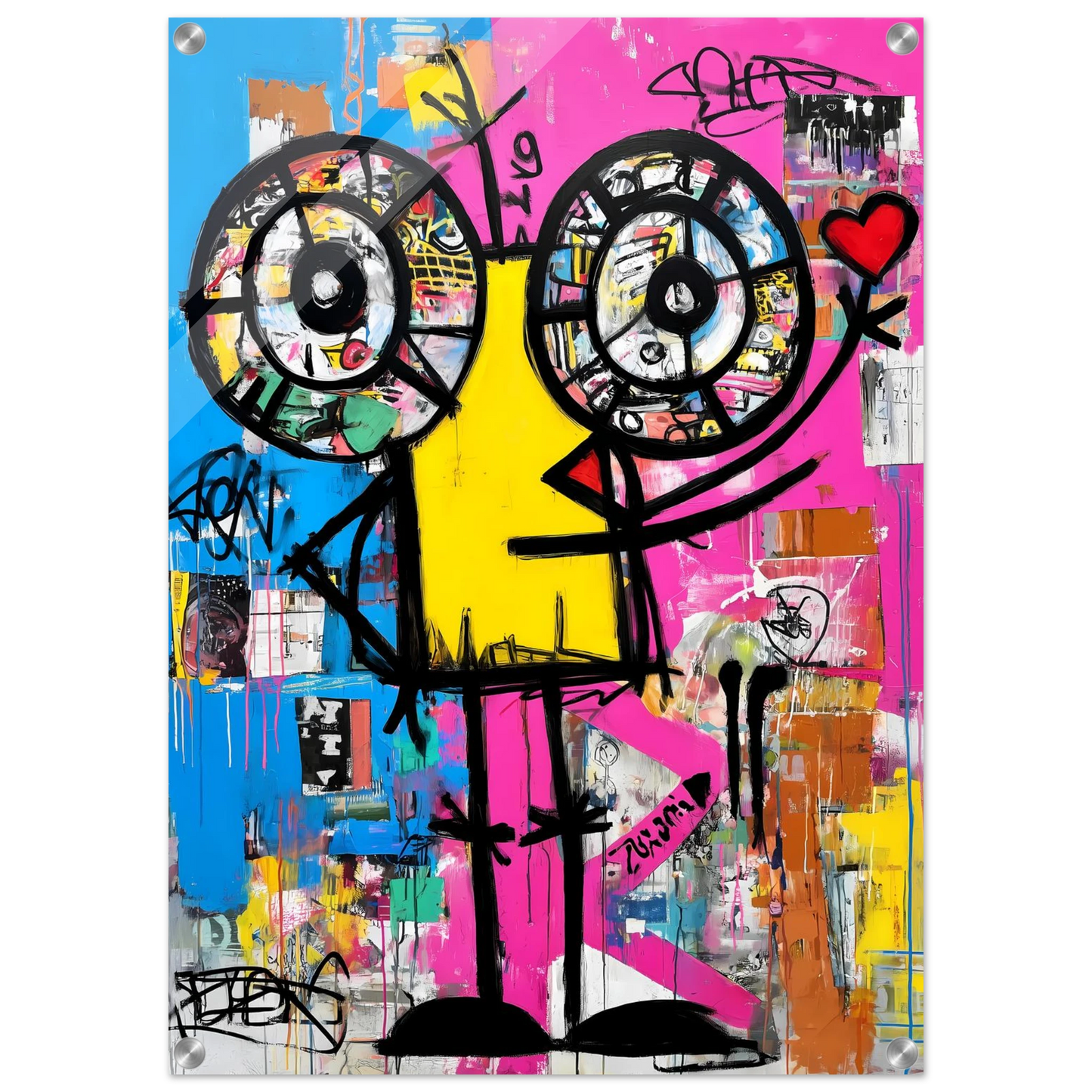 Petit Monstre au Cœur — tableau plexiglas — vue 2 — art mural STNCL