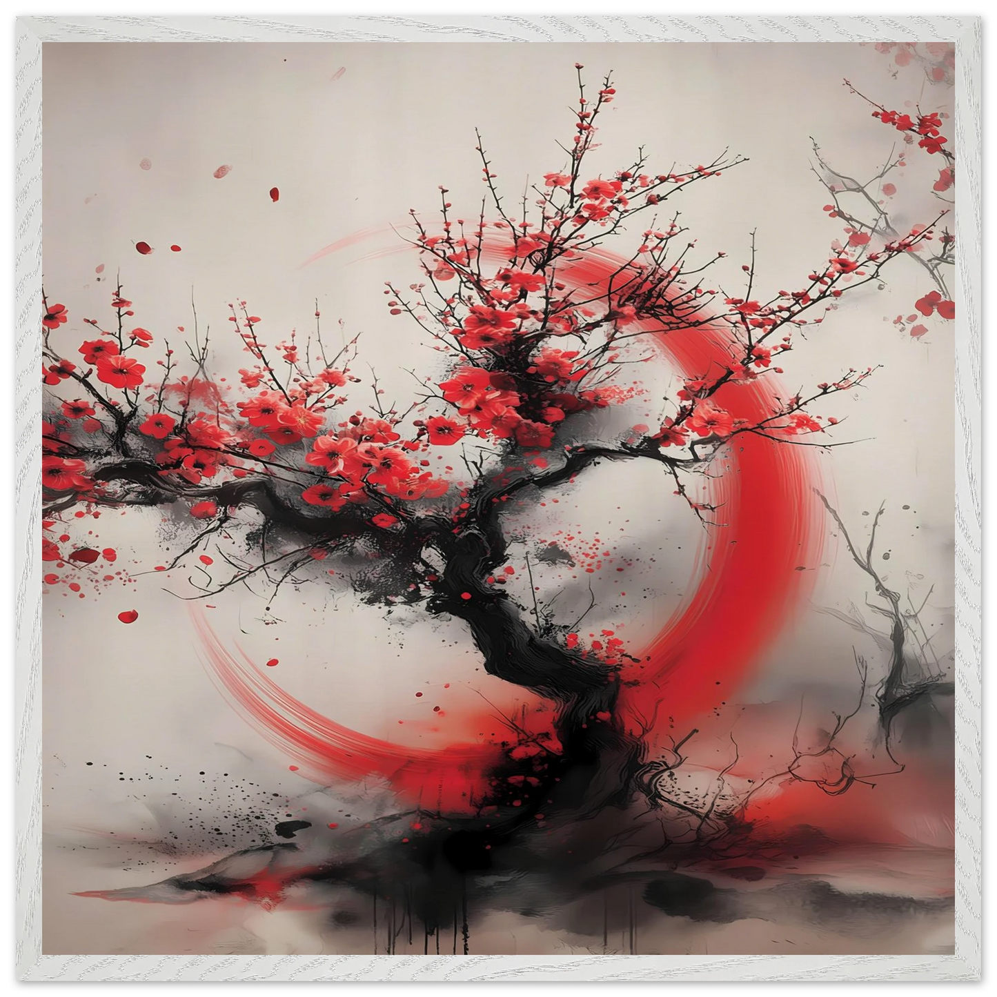 Enso et Prunier — tableau encadre bois — vue 5 — art mural STNCL