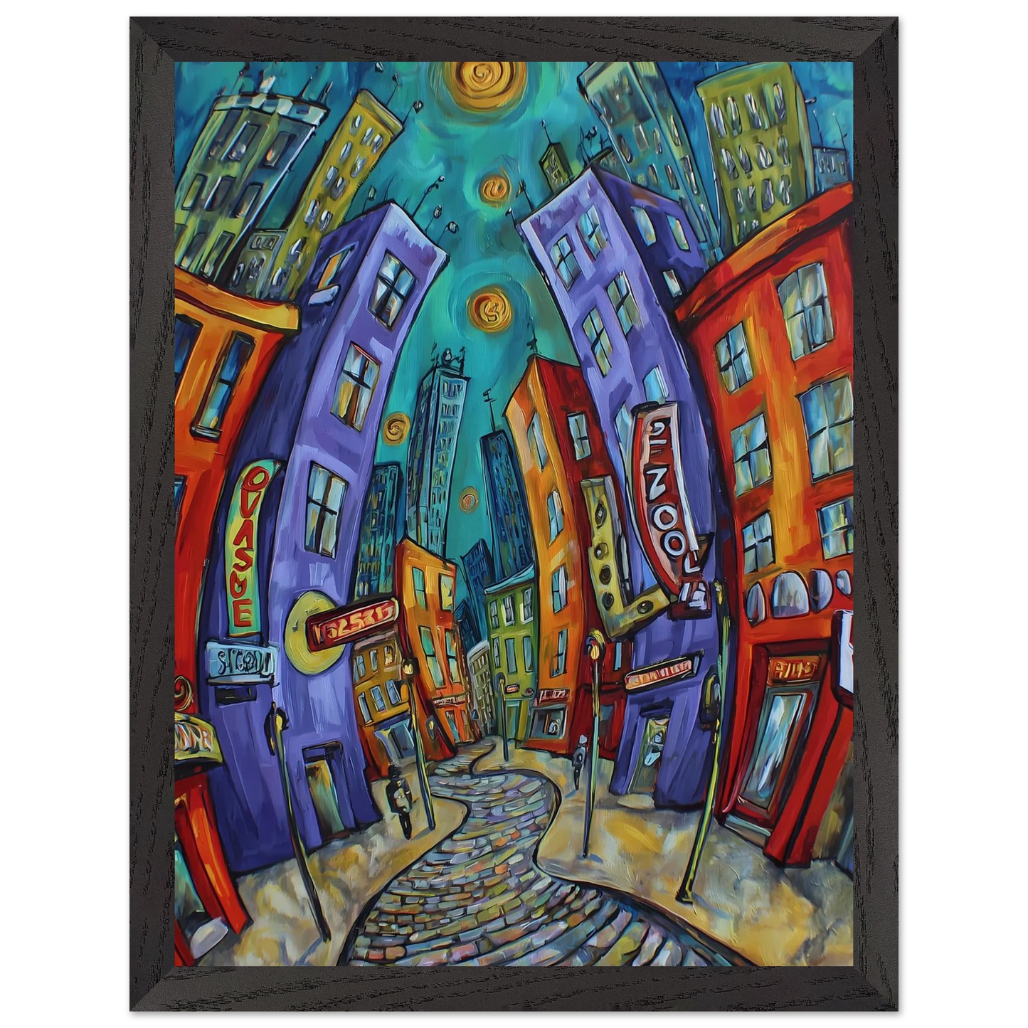 Ville Tourbillon — tableau encadre bois — vue 4 — art mural STNCL