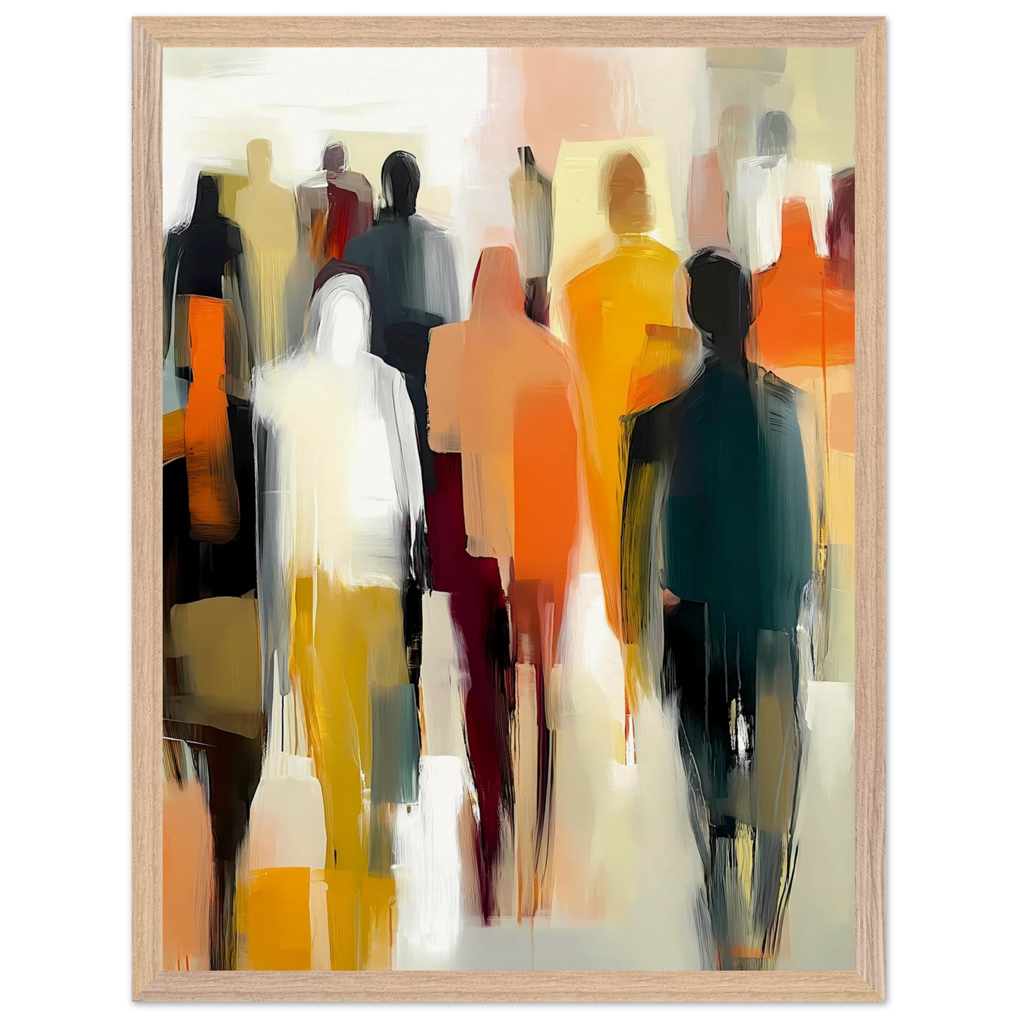 Foule Silencieuse — tableau encadré bois — vue 3 — art mural STNCL