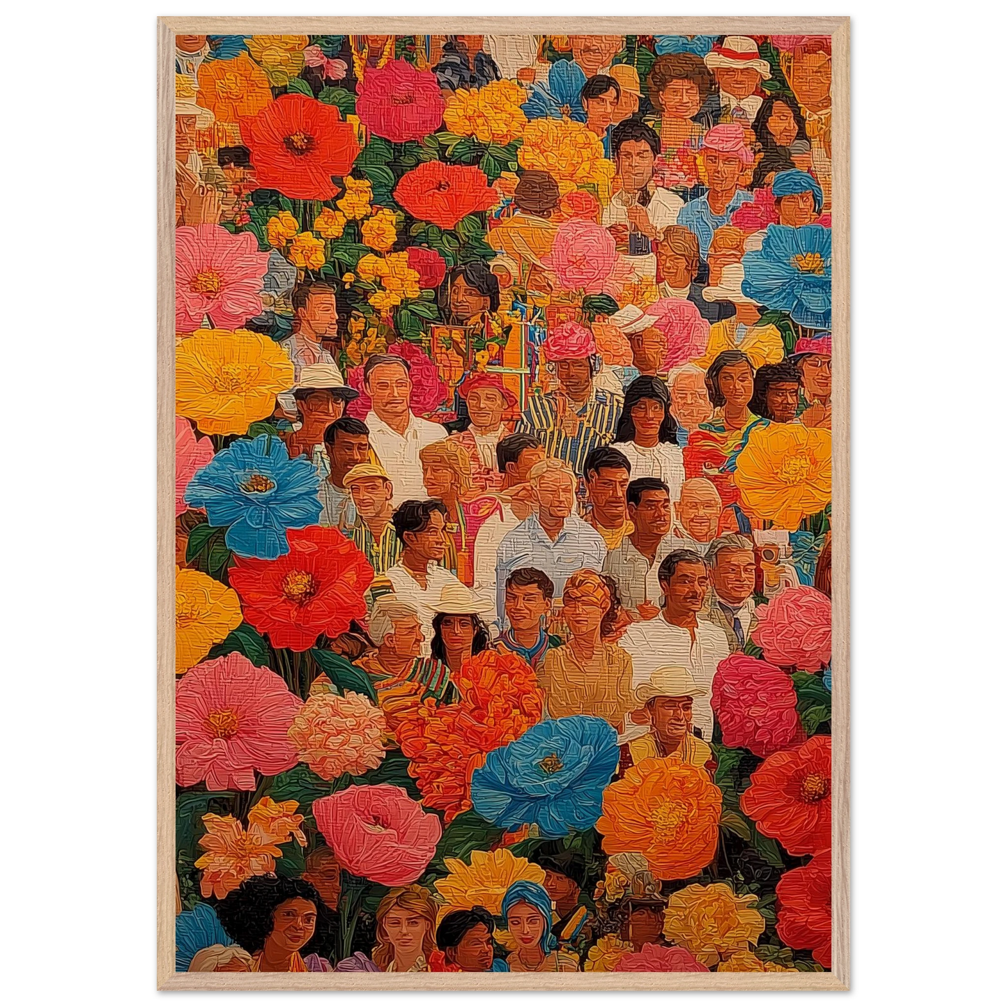 Jardin des Visages — tableau encadré bois — vue 6 — art mural STNCL