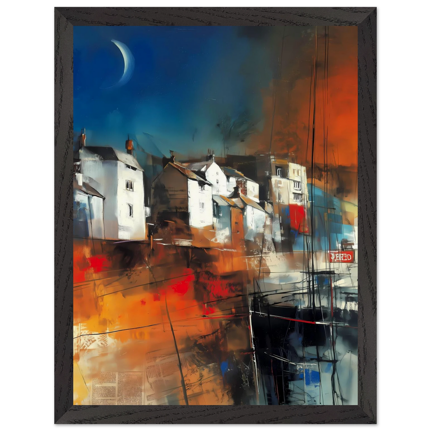 Port sous le Croissant de Lune — tableau encadré bois — vue 4 — art mural STNCL