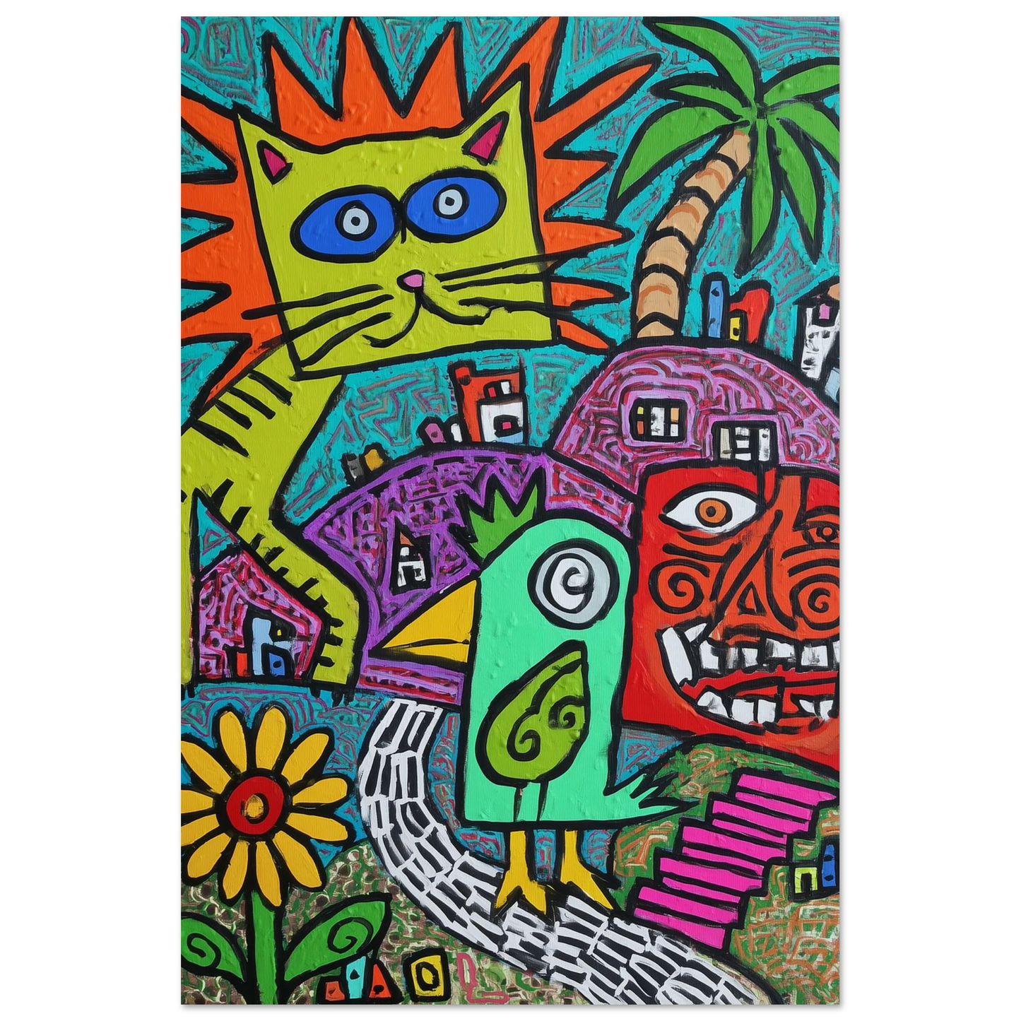 La Fête du Chat Solaire — affiche d'art — vue 3 — art mural STNCL