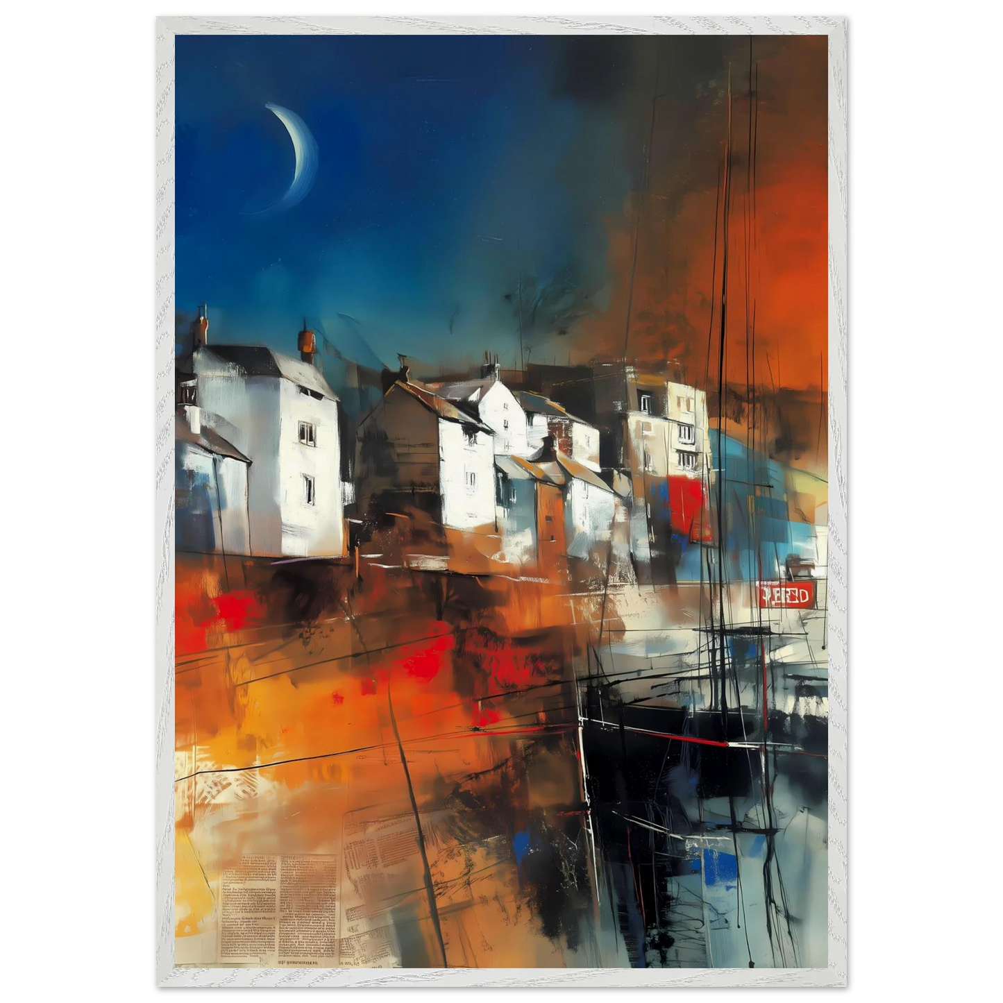 Port sous le Croissant de Lune — tableau encadré bois — vue 5 — art mural STNCL