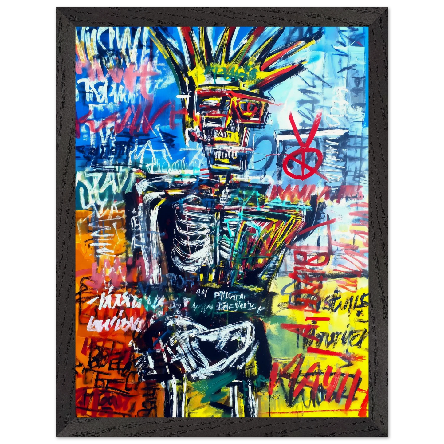 Roi Squelette — tableau encadre bois — vue 4 — art mural STNCL