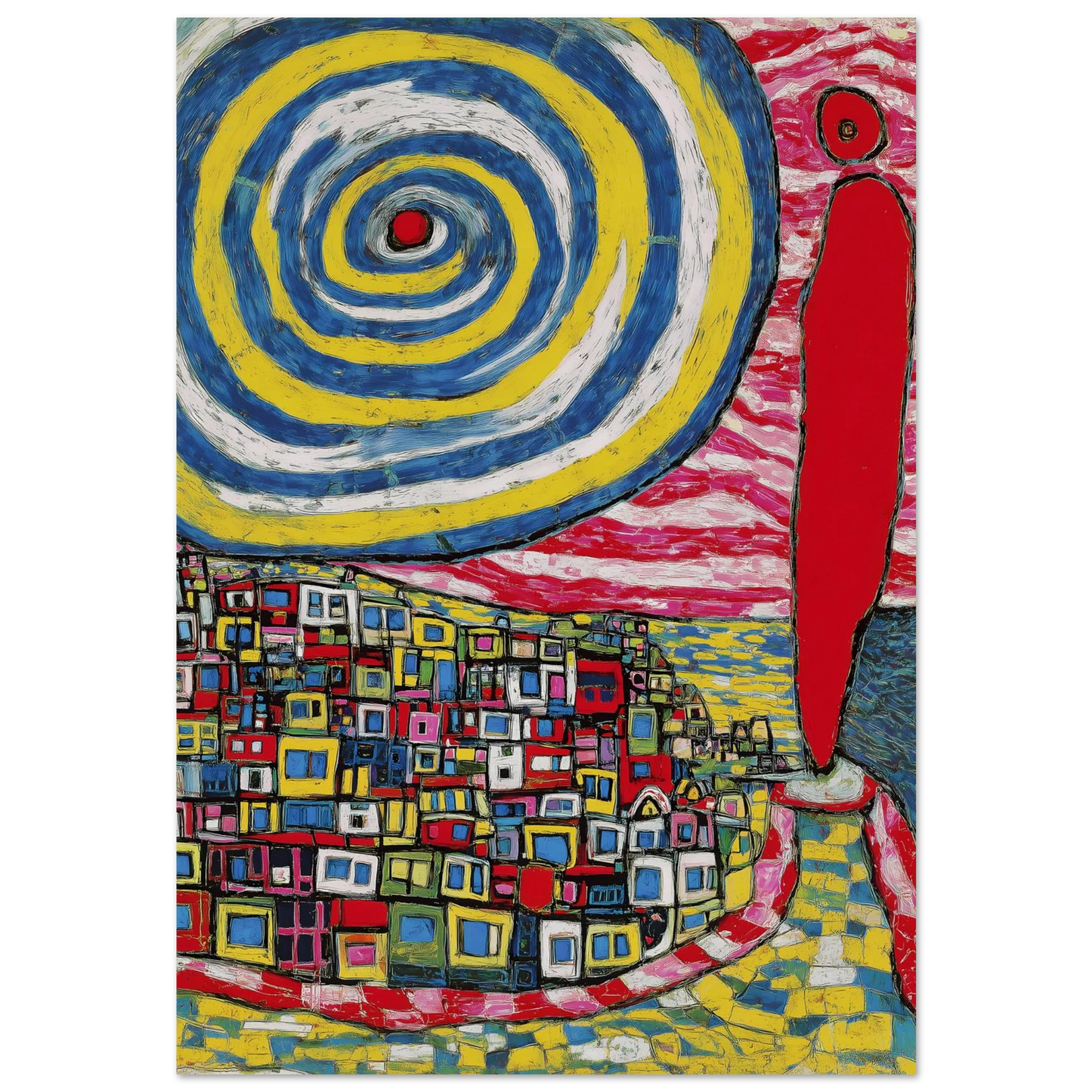 La Spirale et les Maisons — affiche d'art — art mural STNCL