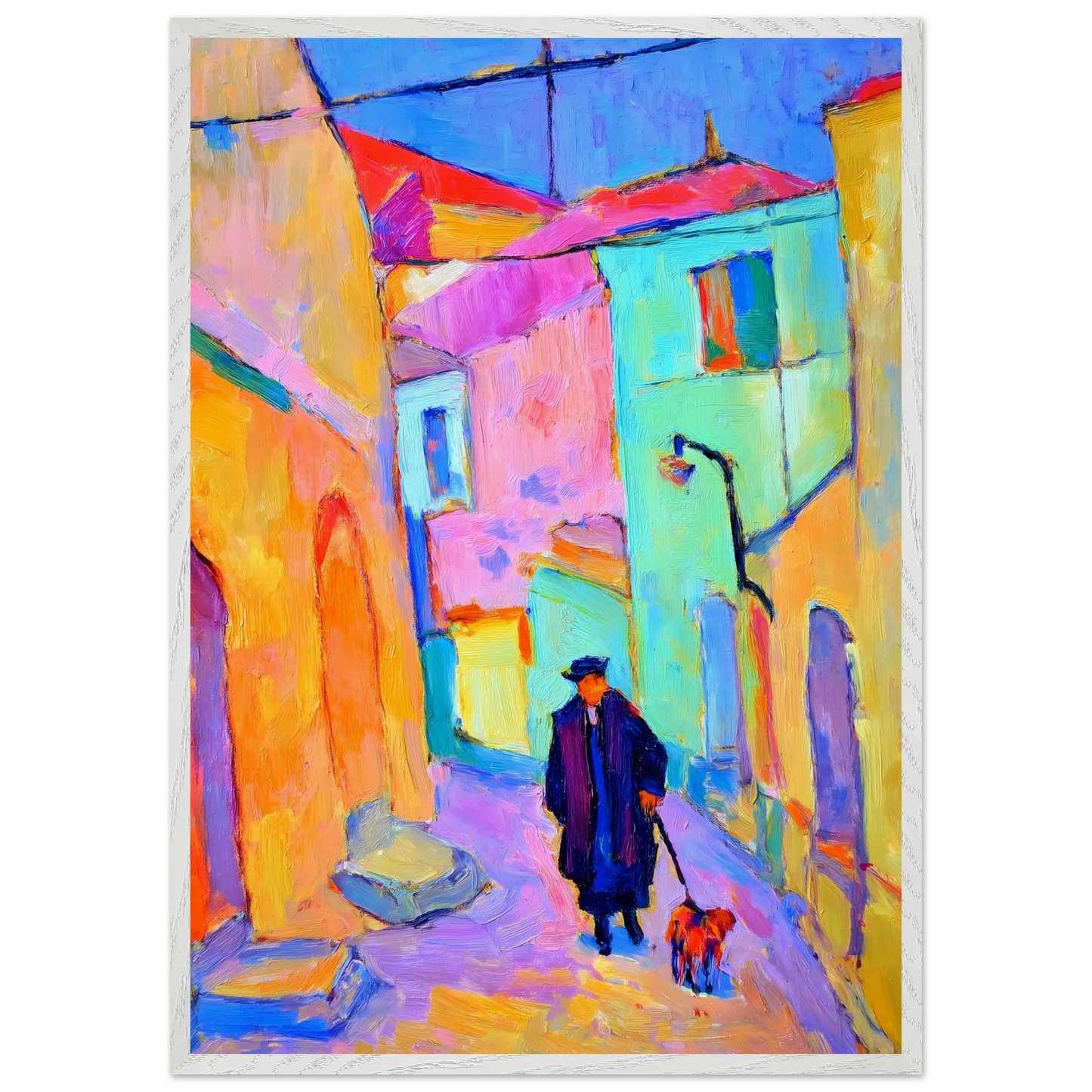 Le Promeneur en Bleu — tableau encadré bois — vue 5 — art mural STNCL