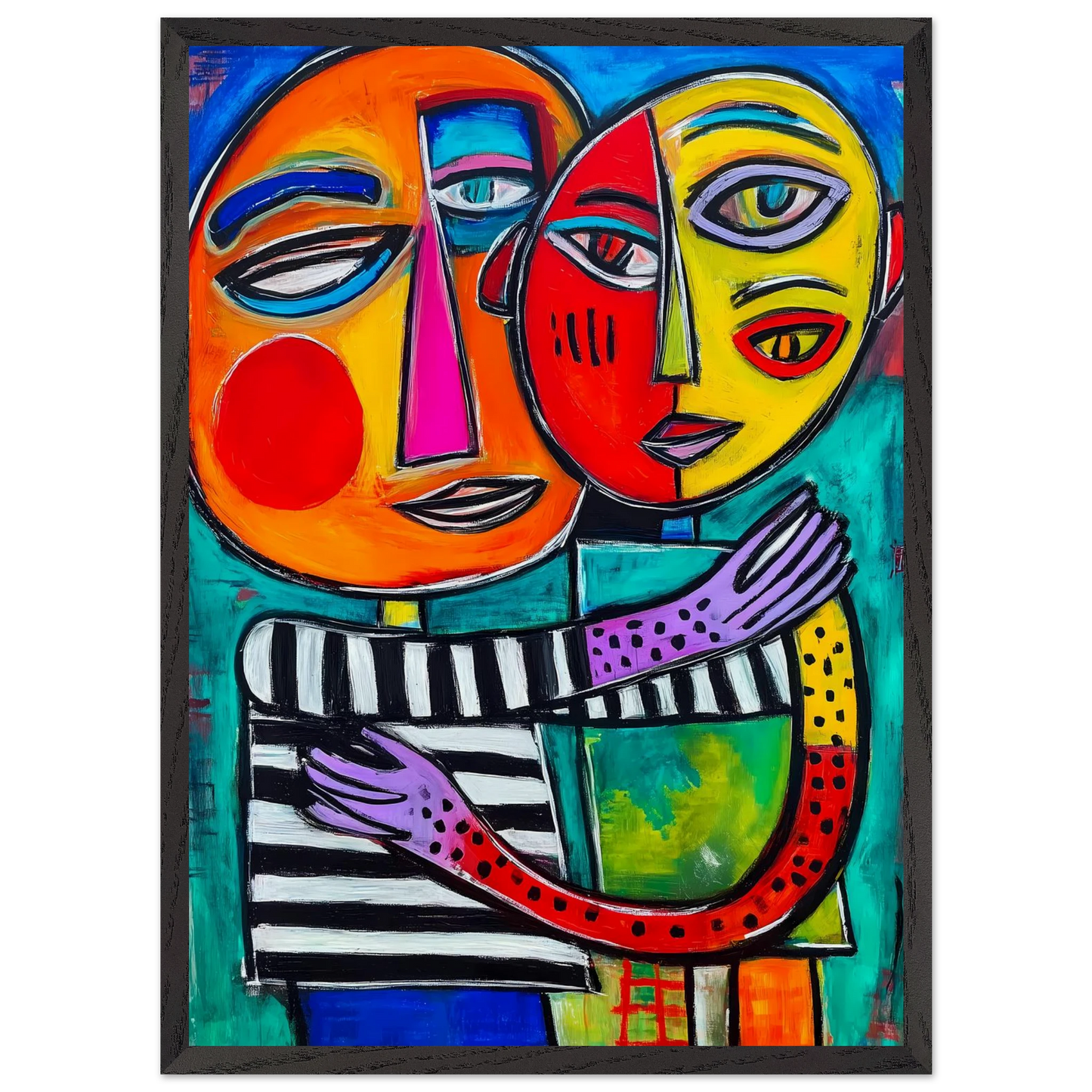 Étreinte Cubiste — tableau encadre bois — vue 10 — art mural STNCL