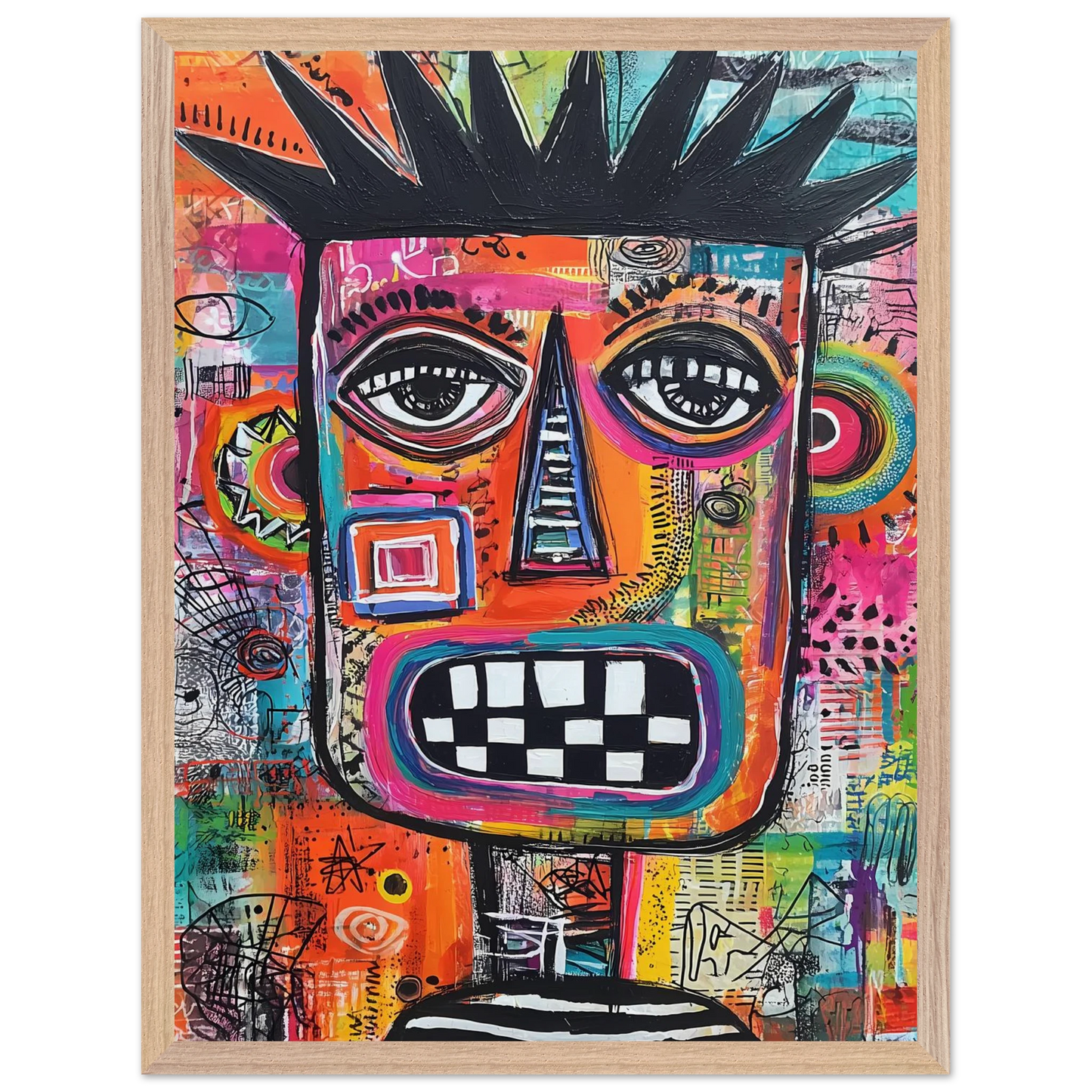 Masque Brut — tableau encadre bois — vue 3 — art mural STNCL