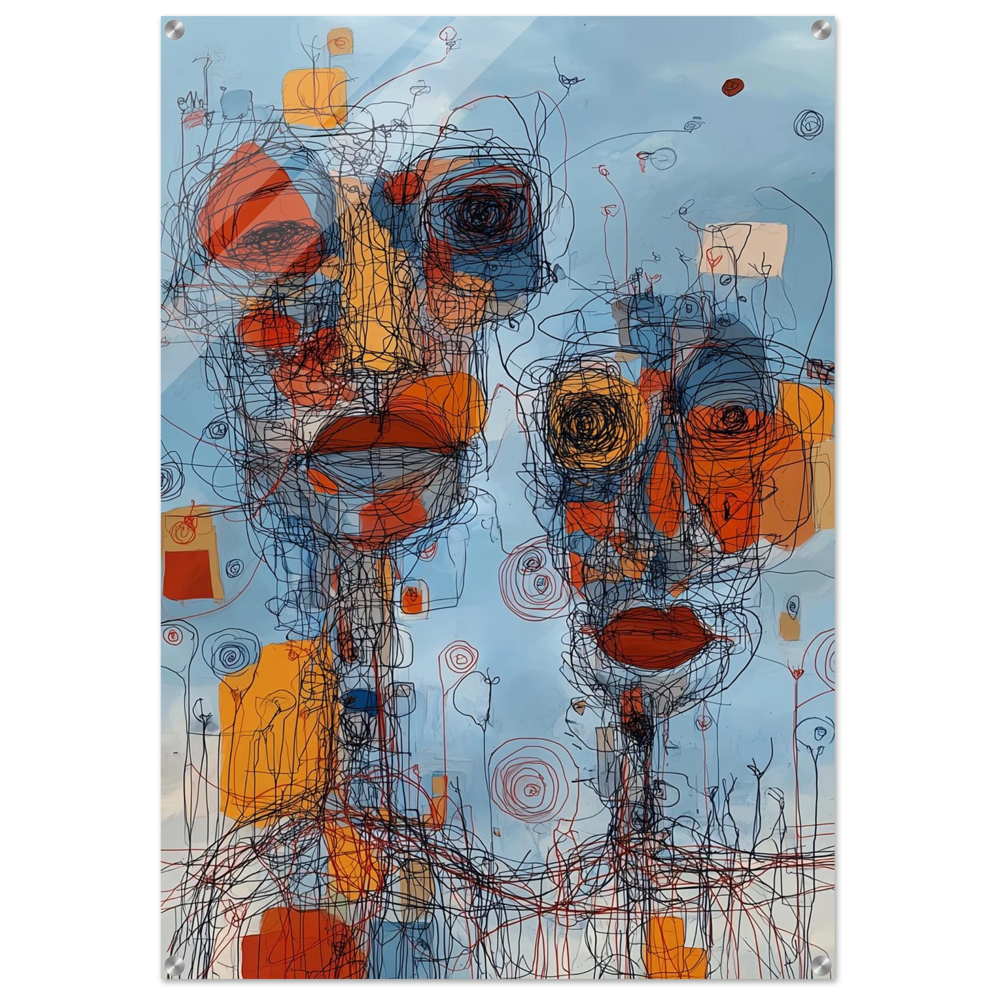 Deux Visages Enchevêtrés — tableau plexiglas — art mural STNCL