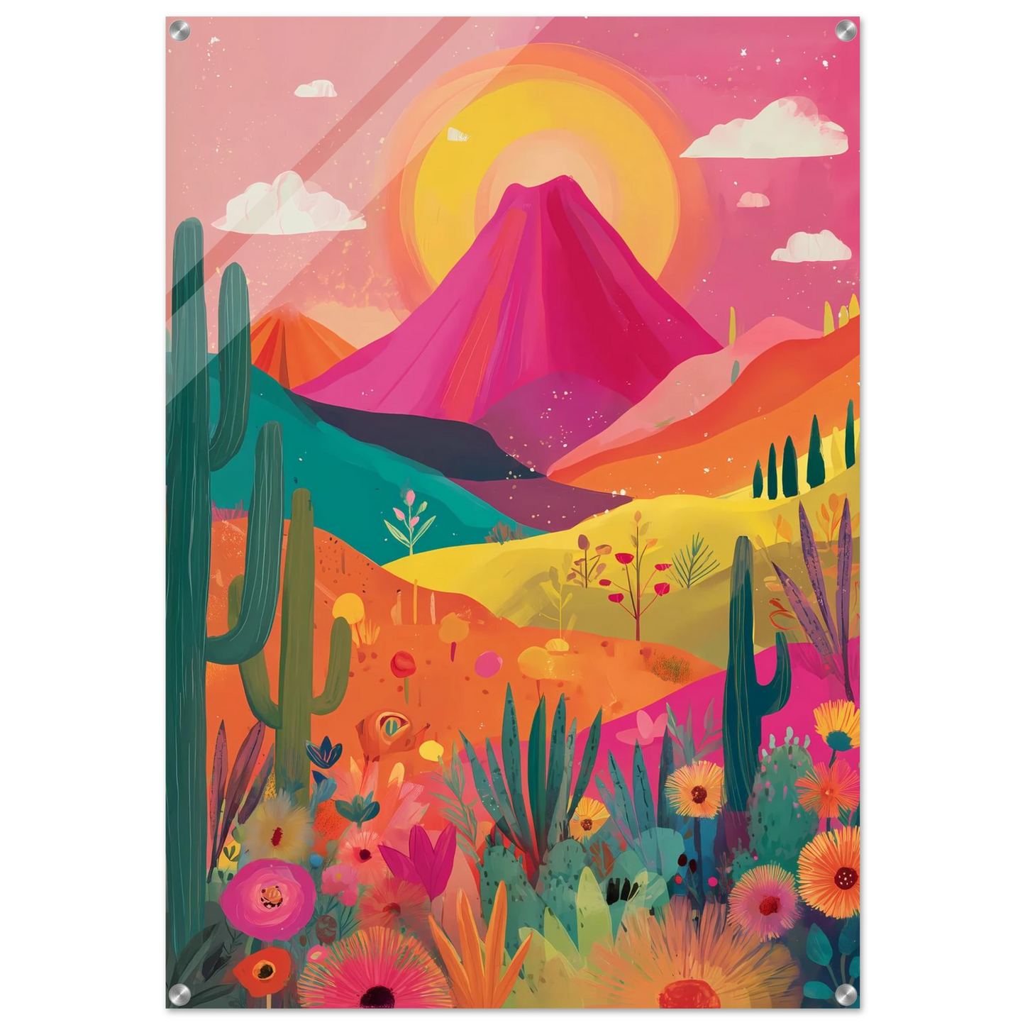 Volcan Fleuri — tableau plexiglas — art mural STNCL