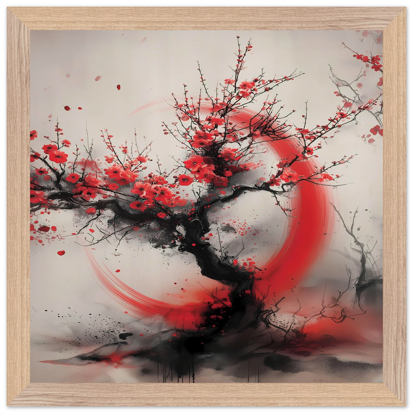 Enso et Prunier — tableau encadre bois — vue 7 — art mural STNCL