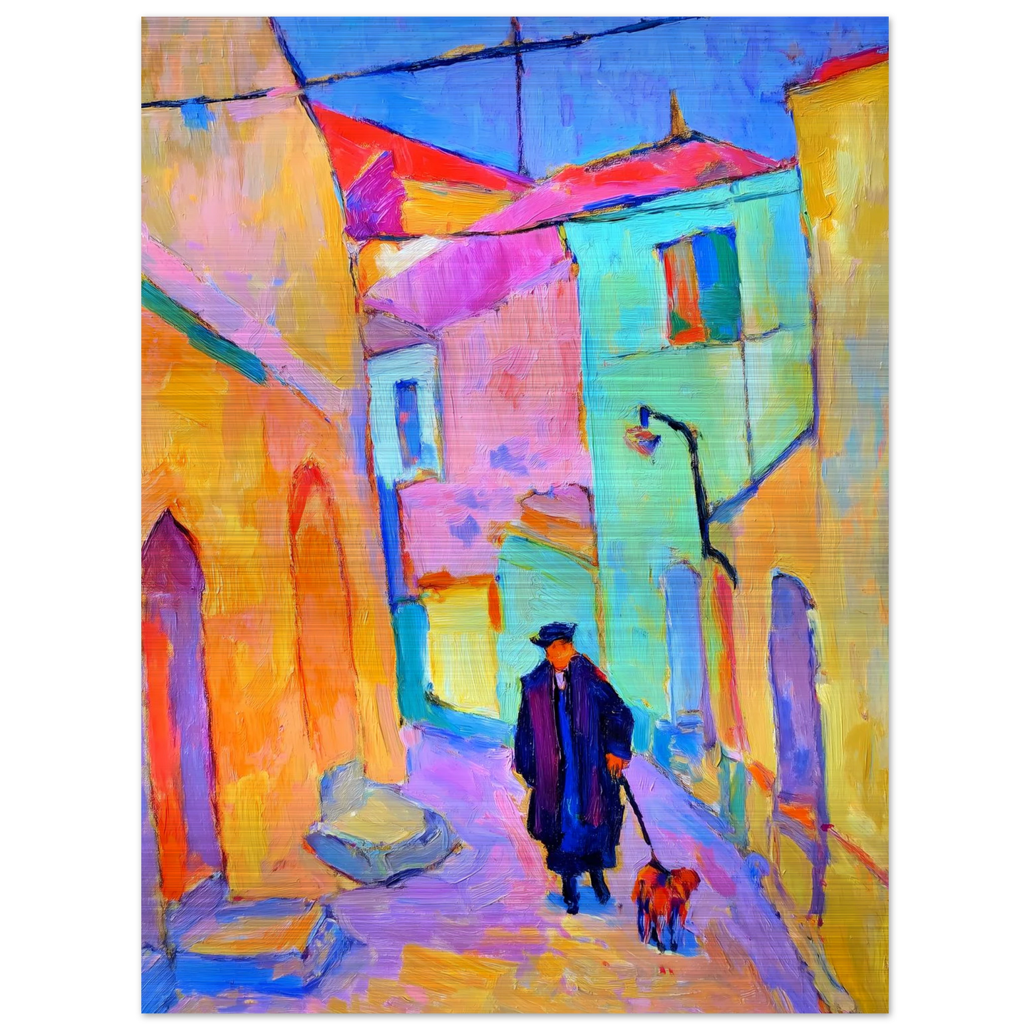 Le Promeneur en Bleu — tableau aluminium — vue 2 — art mural STNCL