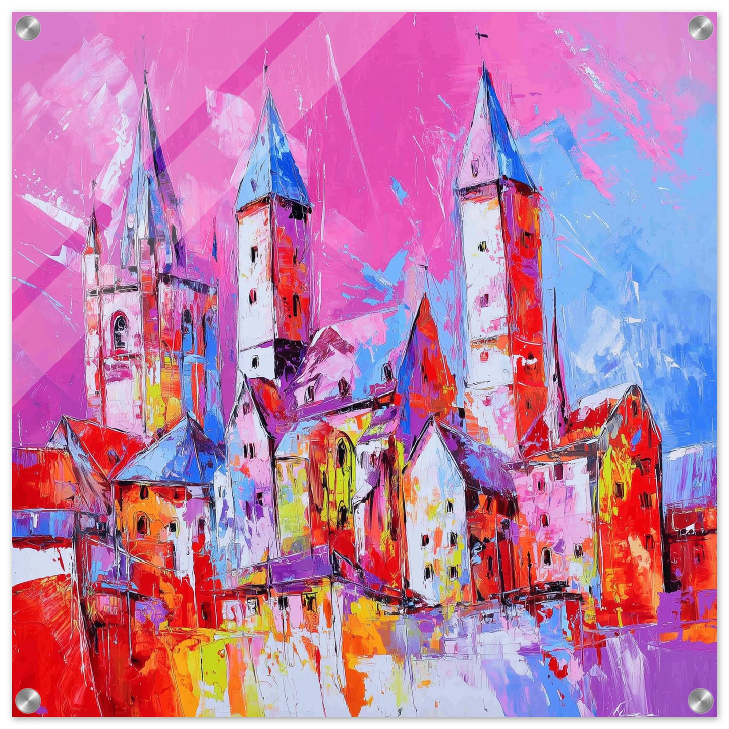 Clochers en Fête Colorée — tableau plexiglas — art mural STNCL