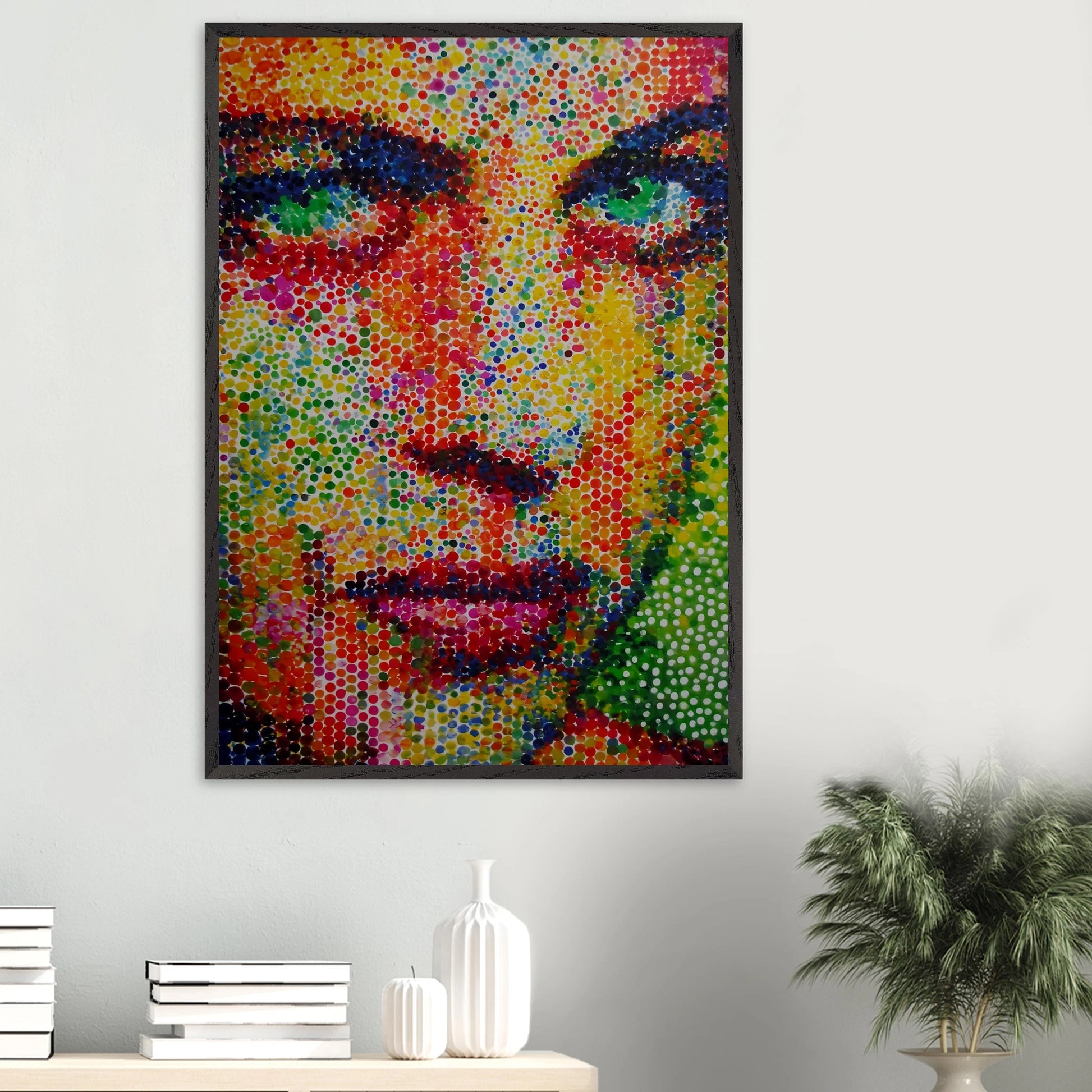 Le Visage en Points — tableau encadré bois — vue 16 — art mural STNCL