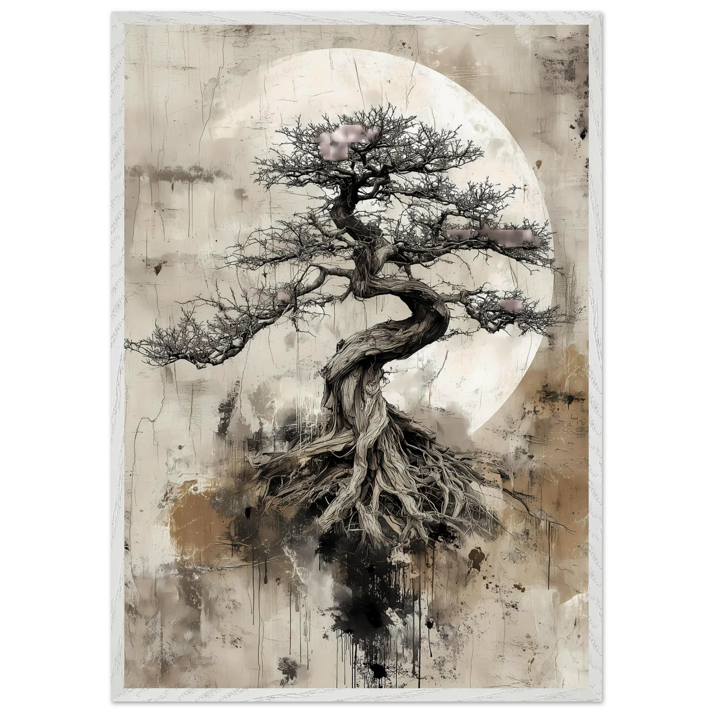 Bonsaï sous la Lune — tableau encadre bois — vue 5 — art mural STNCL