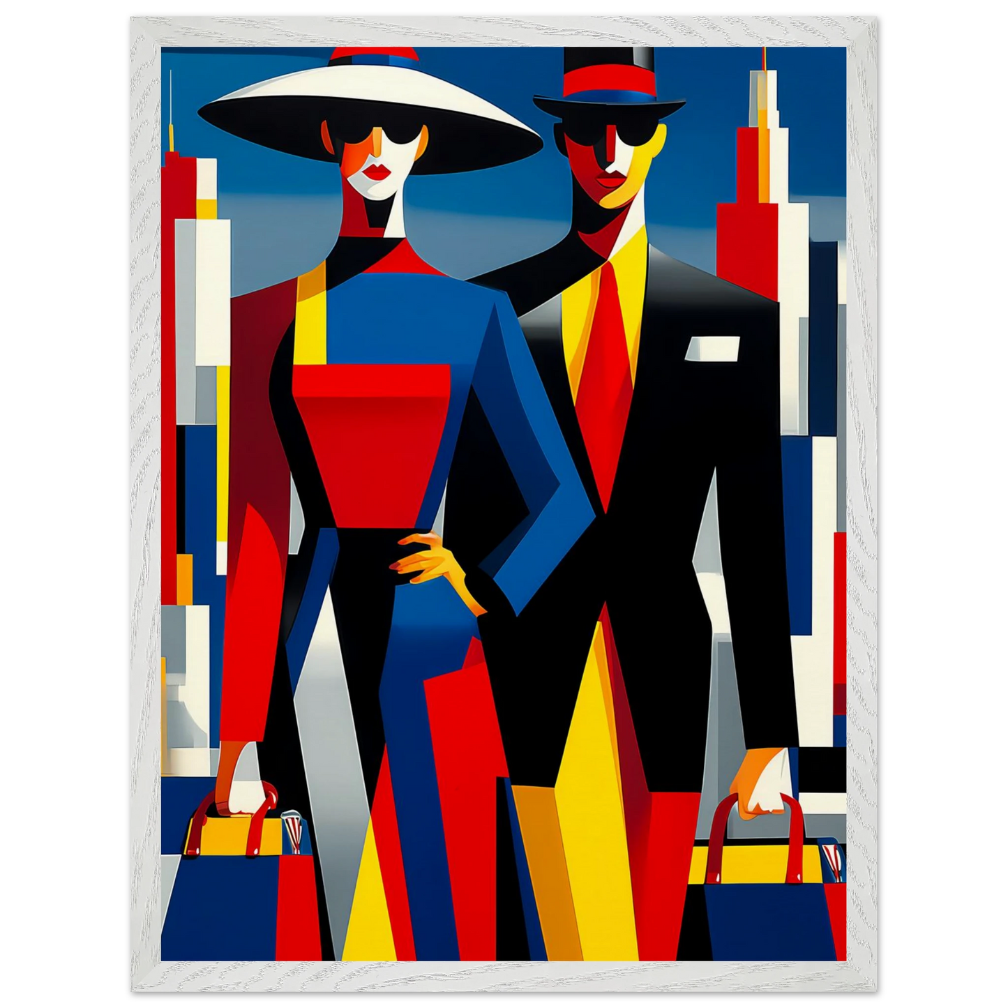 Le Couple en Ville — tableau encadré bois — vue 8 — art mural STNCL