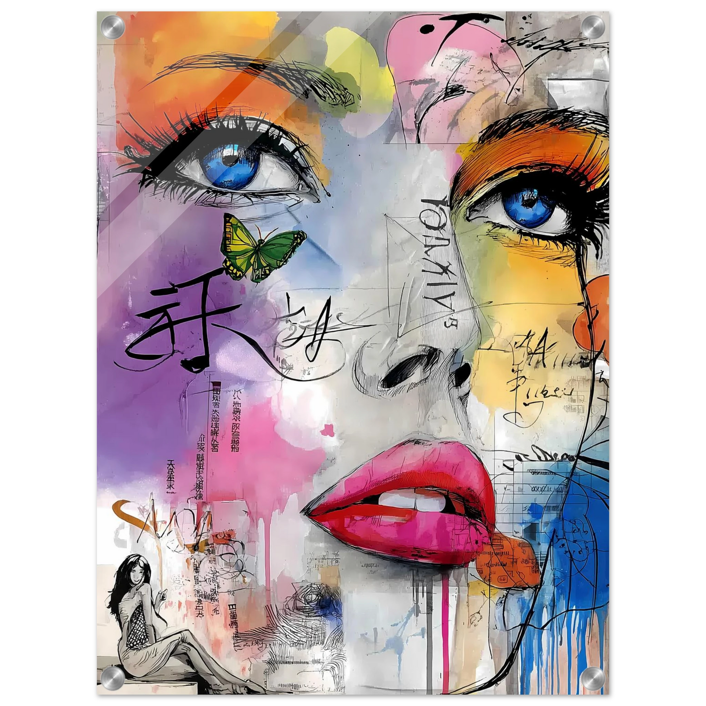 Papillon et Idéogrammes — tableau plexiglas — vue 4 — art mural STNCL