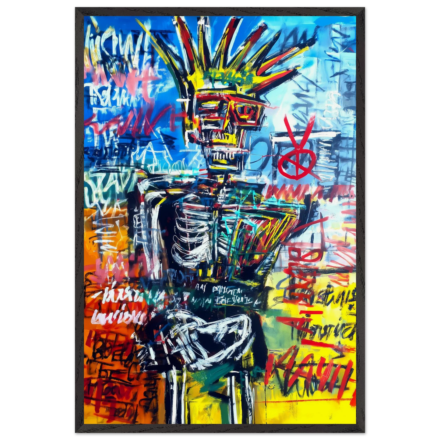 Roi Squelette — tableau encadre bois — vue 2 — art mural STNCL