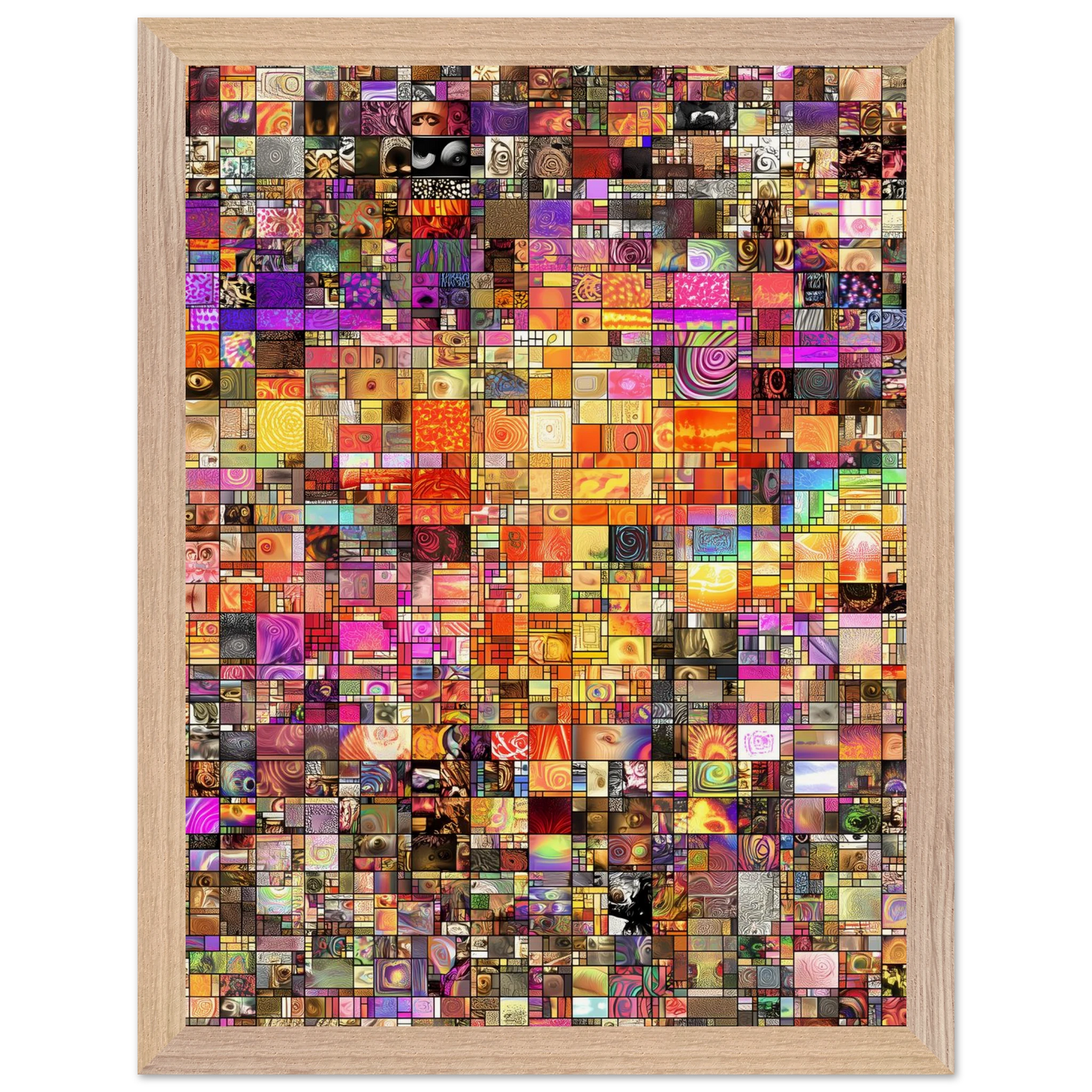 Mosaïque des Mille Mondes — tableau encadré bois — vue 12 — art mural STNCL