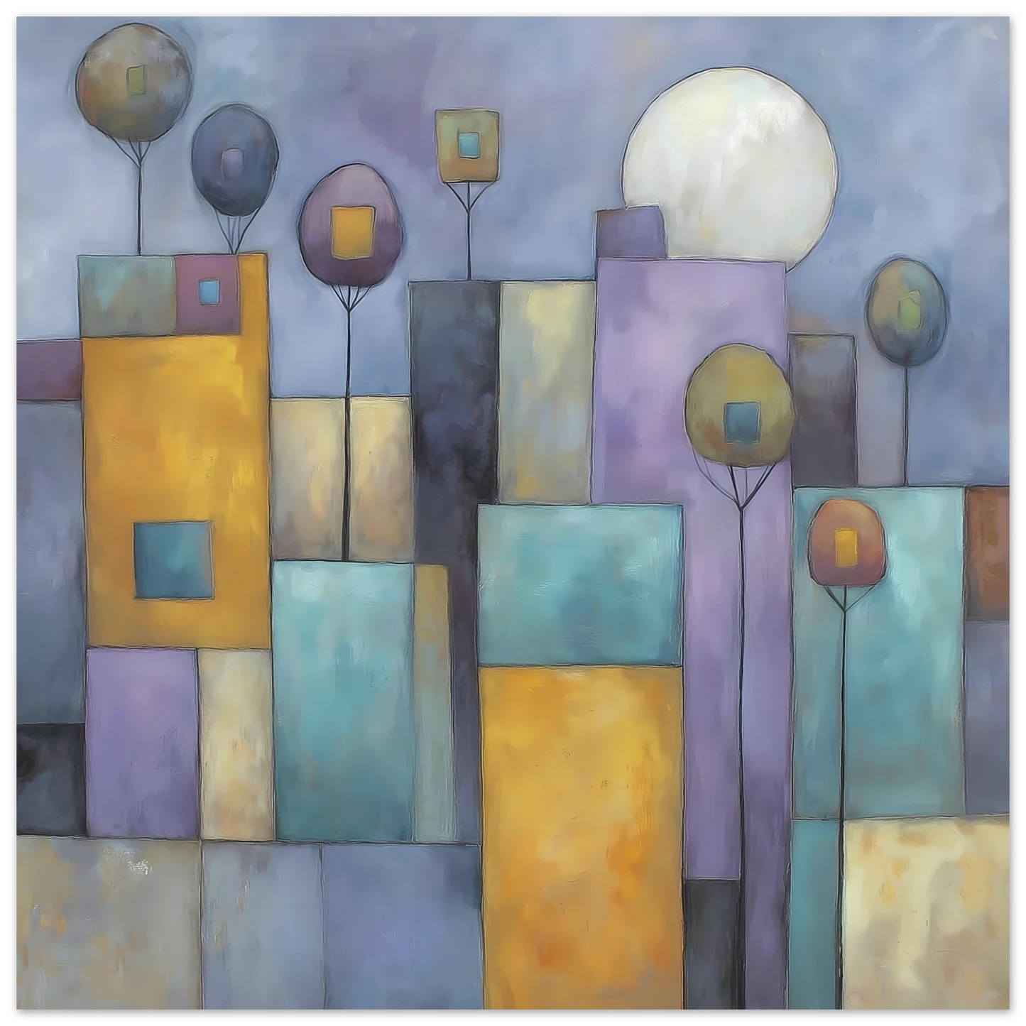 Ville sous la Lune — affiche d'art — vue 2 — art mural STNCL
